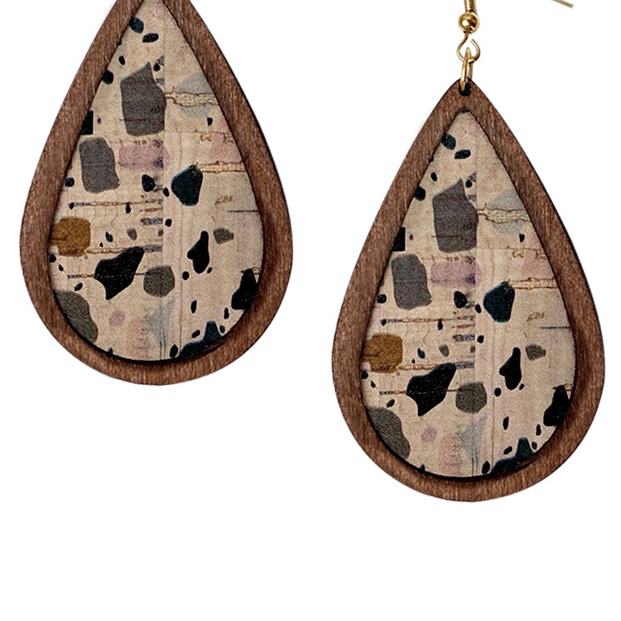 Teardrop Shape Wooden Earrings E5741