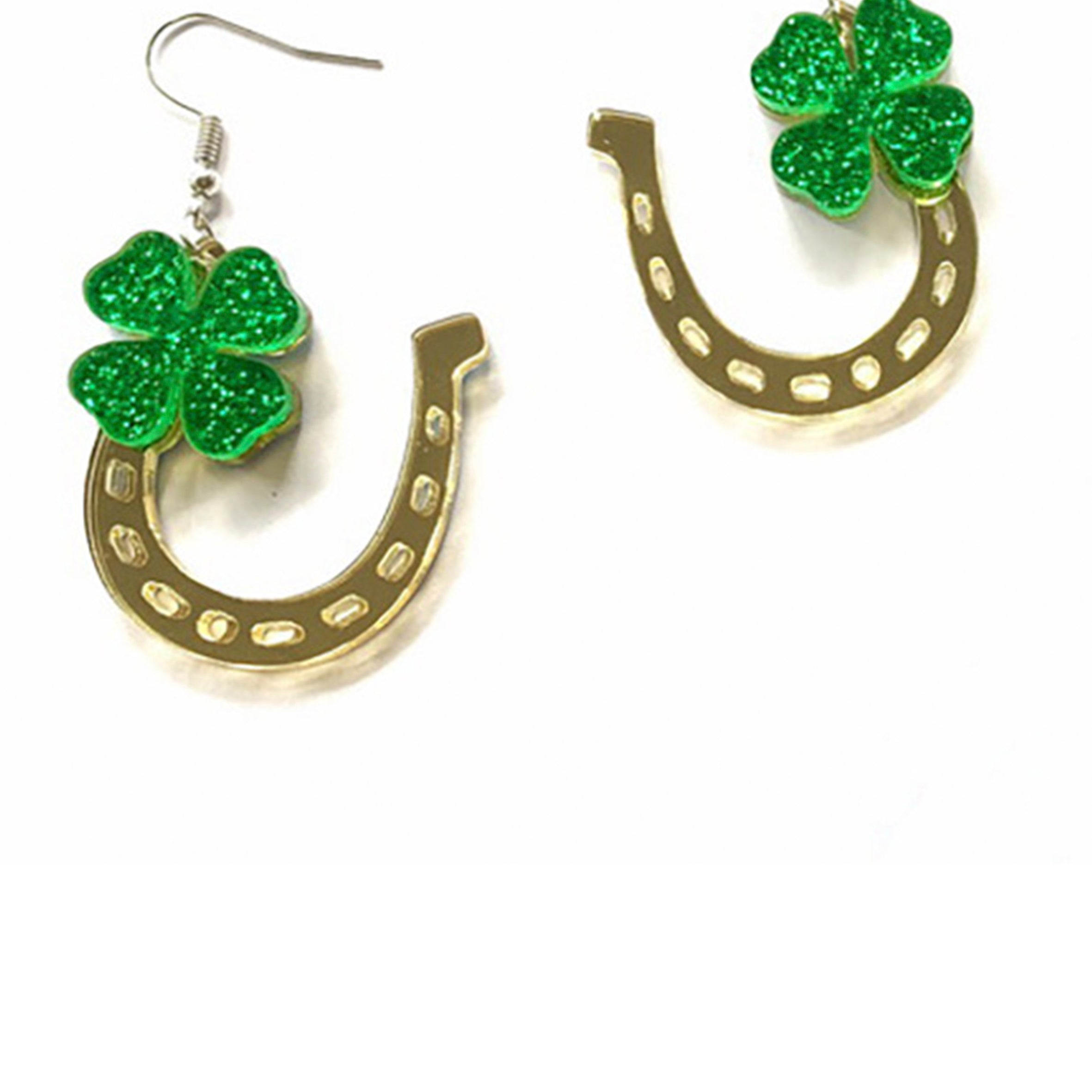 Pendientes acrílicos con forma de pezuña de caballo de trébol E5756
