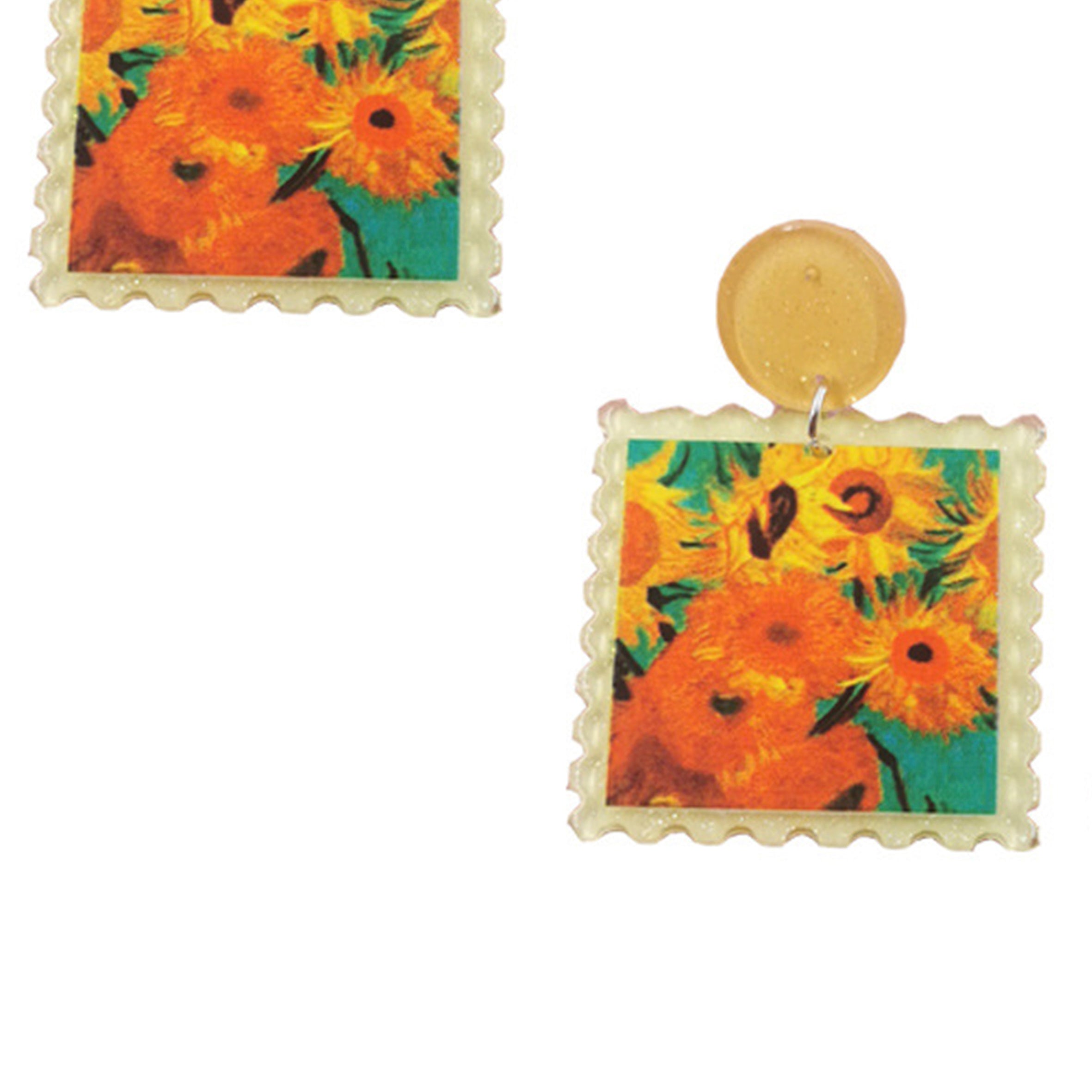 Floral Square Acrylic Earrings E5767