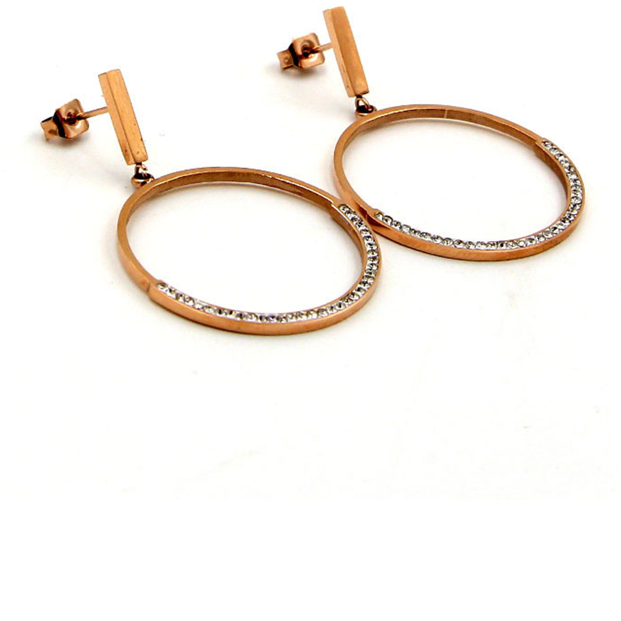 Circle Rhinestone Stainless Steel Earrings E5793