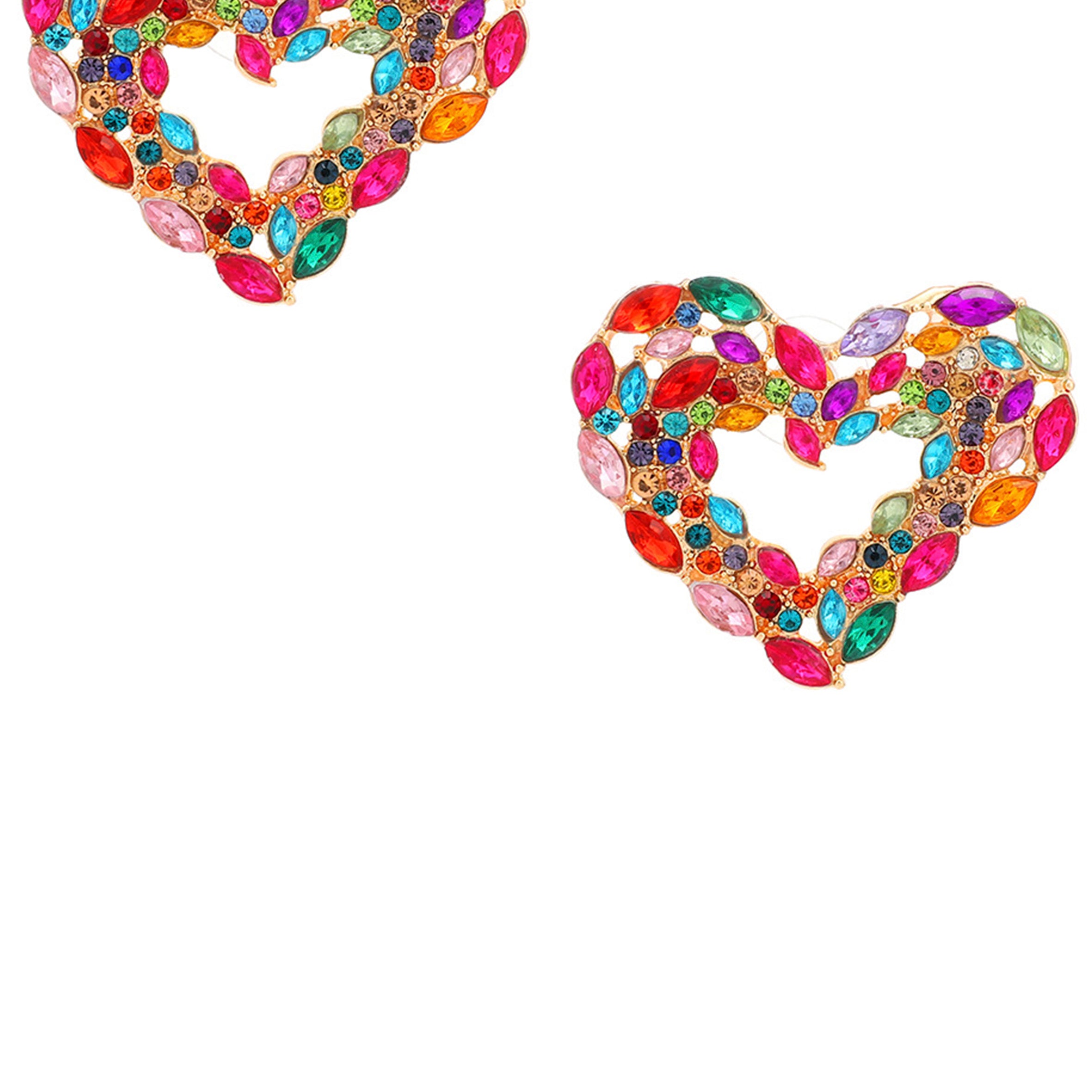 Pendientes de corazón con diamantes de imitación E5817