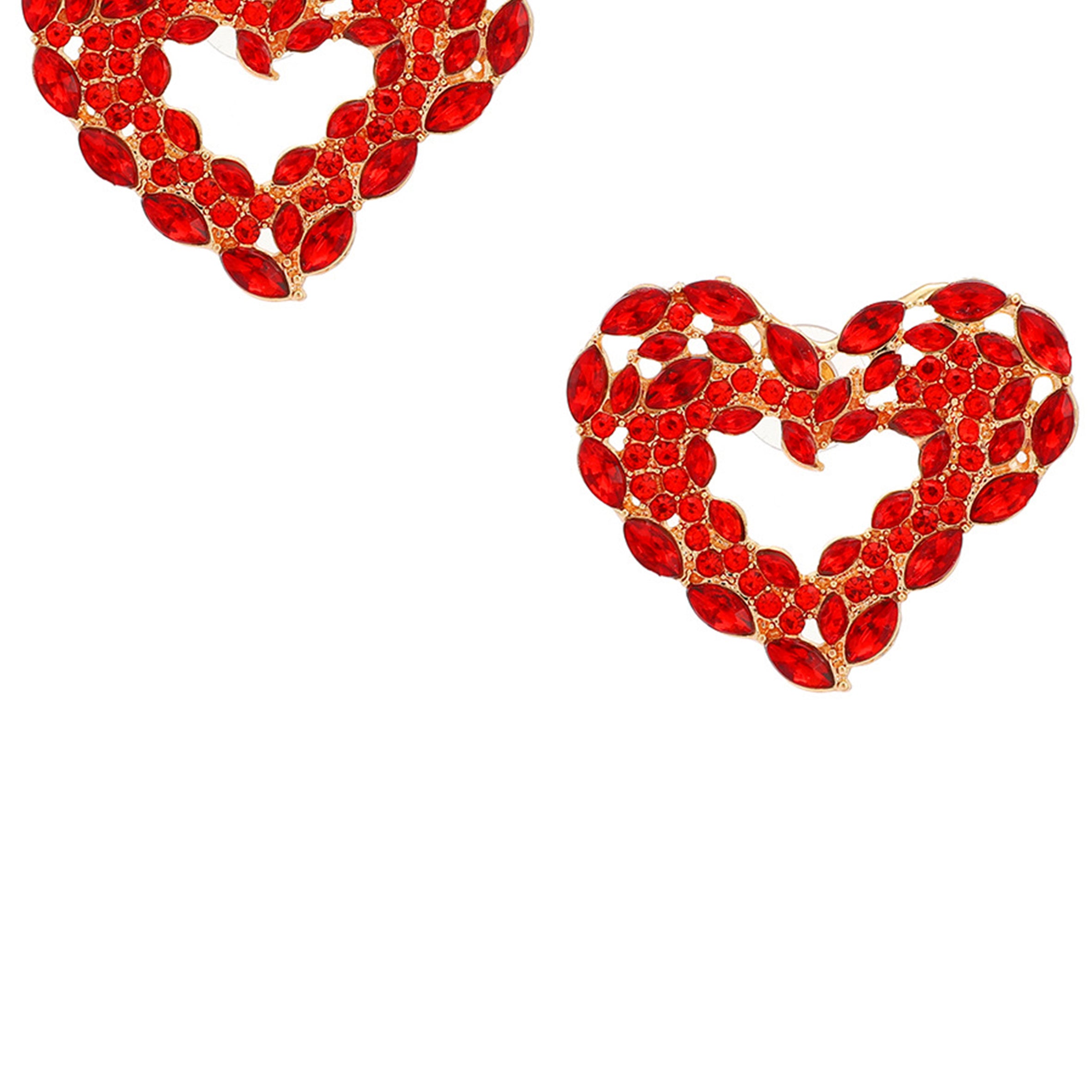 Pendientes de corazón con diamantes de imitación E5817