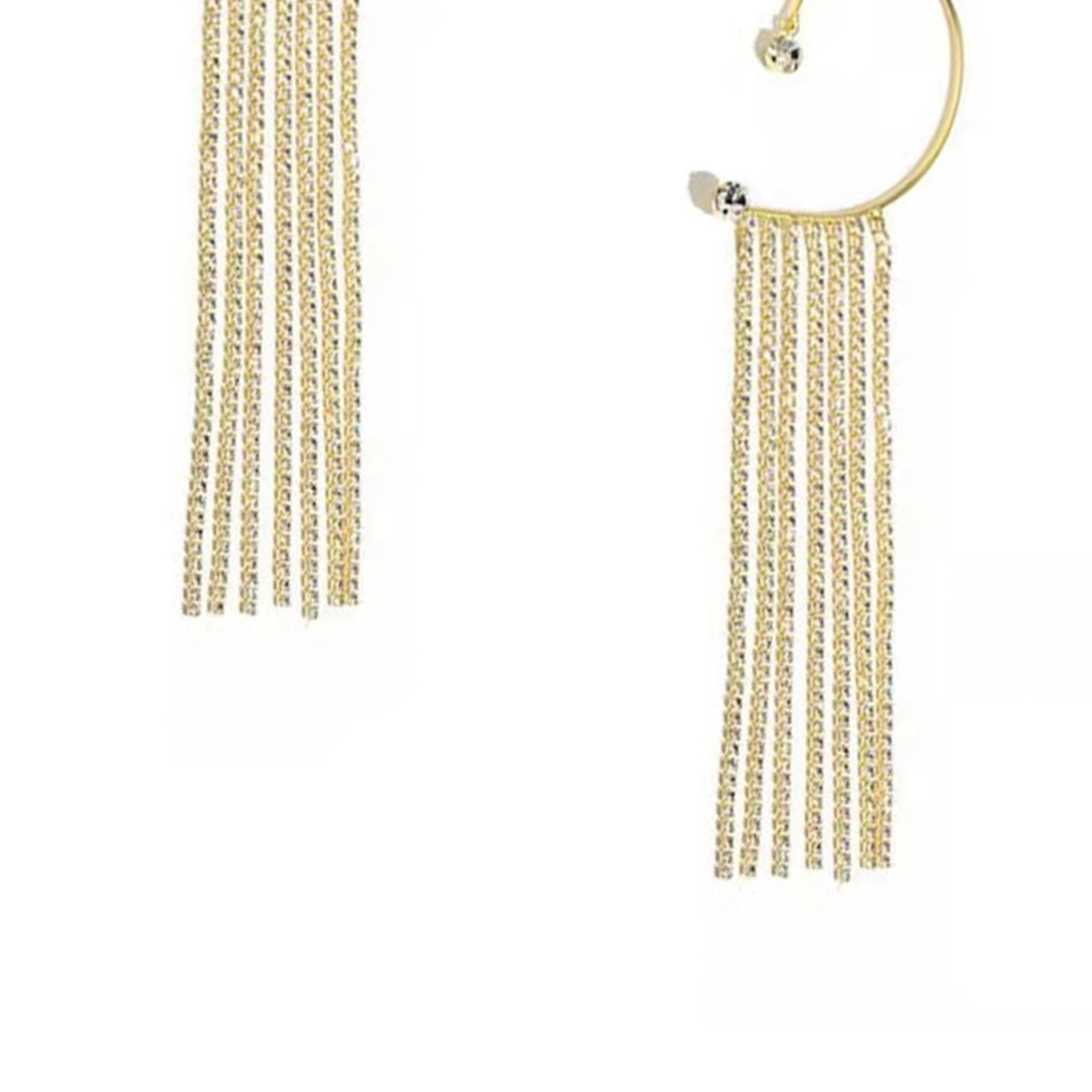 Rhinestone Tassel Hoop Earrings E5912