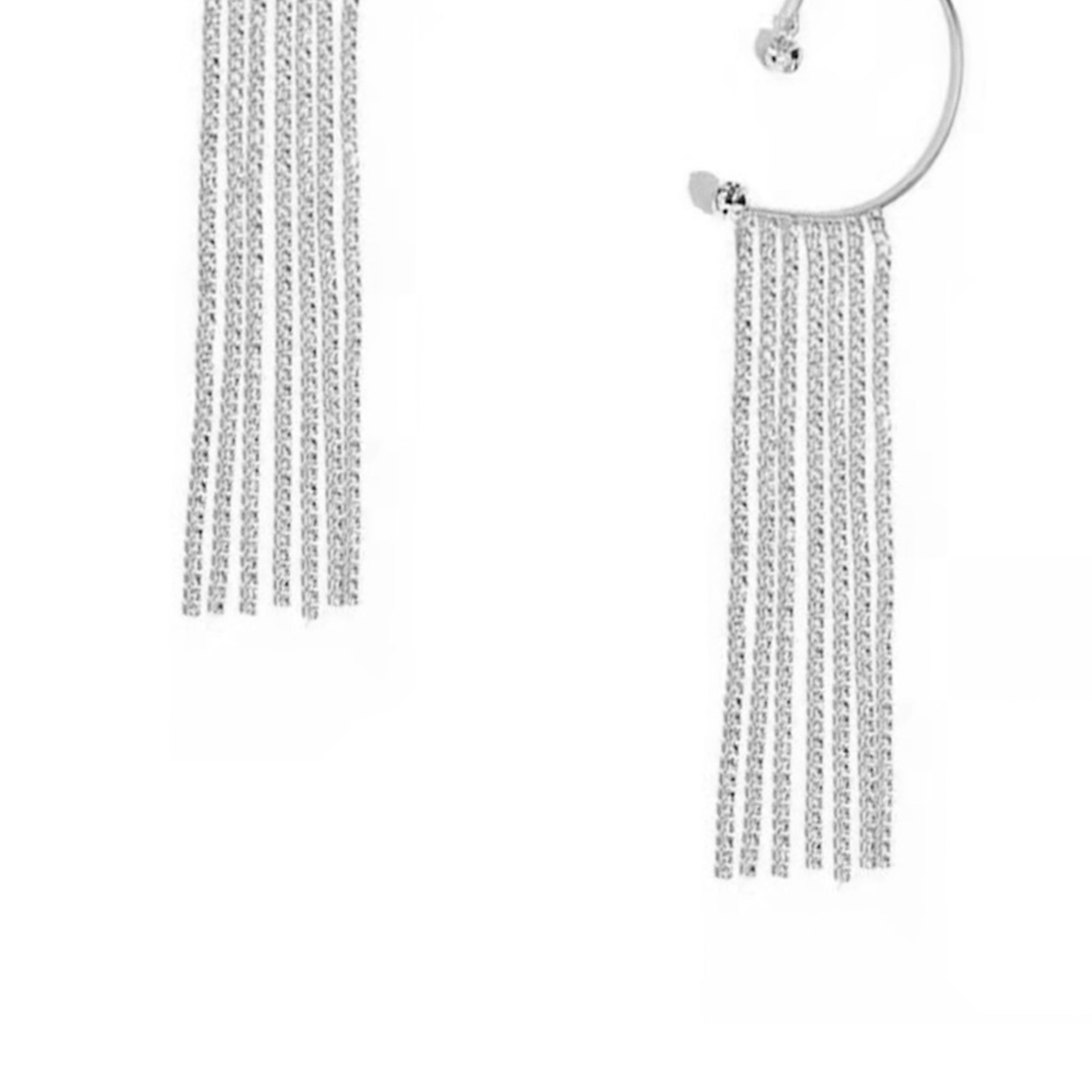 Rhinestone Tassel Hoop Earrings E5912