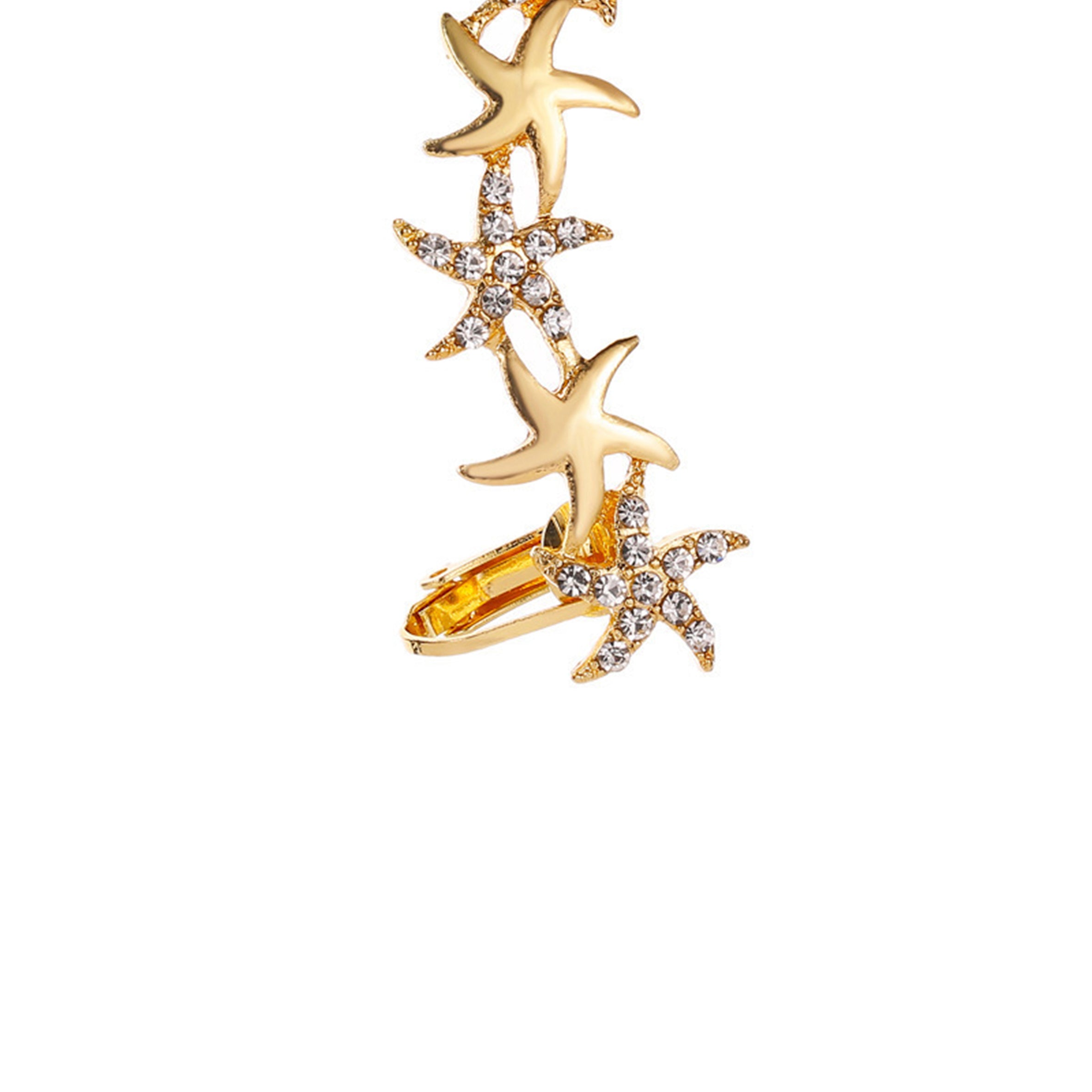 Gancho para oreja individual con diamantes de imitación en forma de estrella E6002