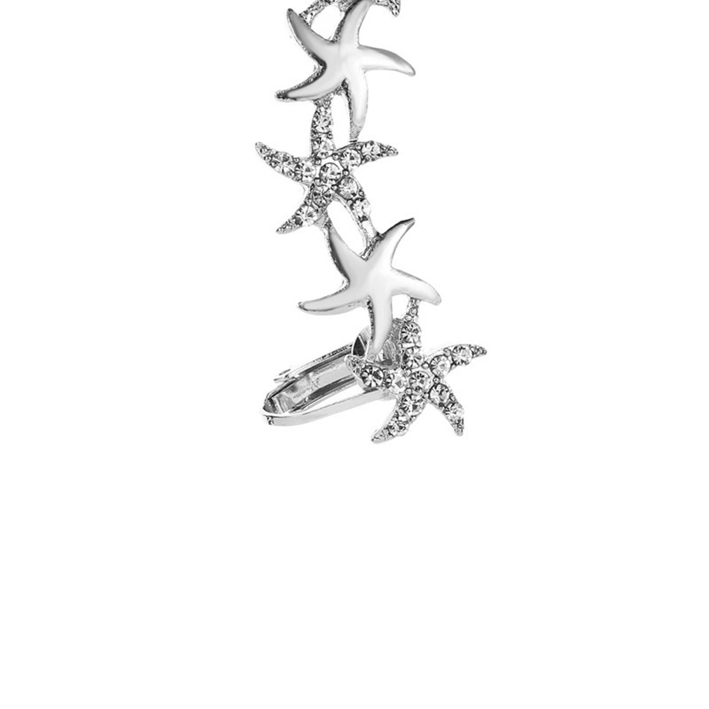 Gancho para oreja individual con diamantes de imitación en forma de estrella E6002