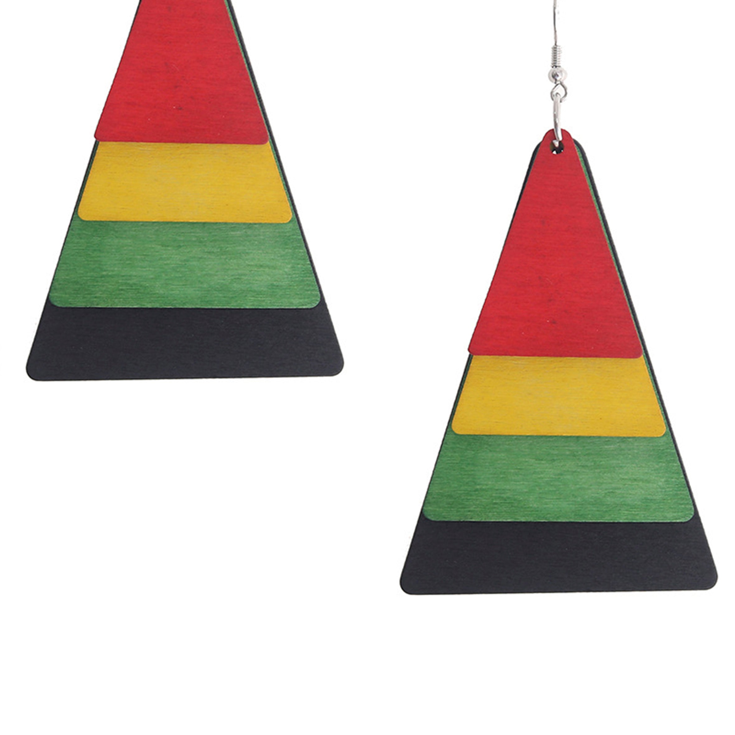 Multilayer Triangle Wood Earrings E6021
