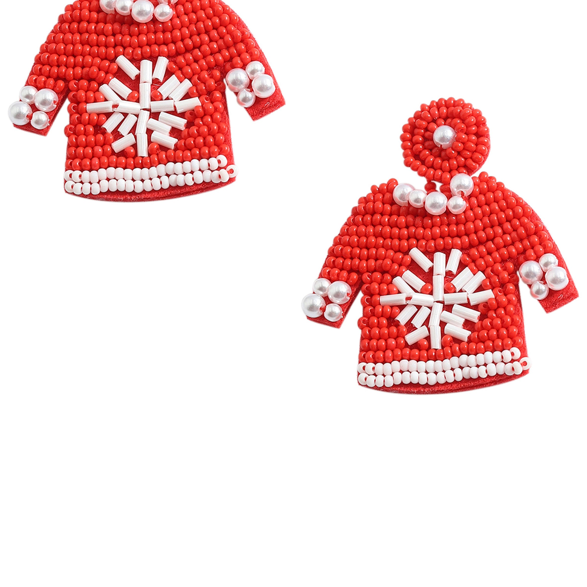 Christmas Cloth Seed Bead Earrings E6035