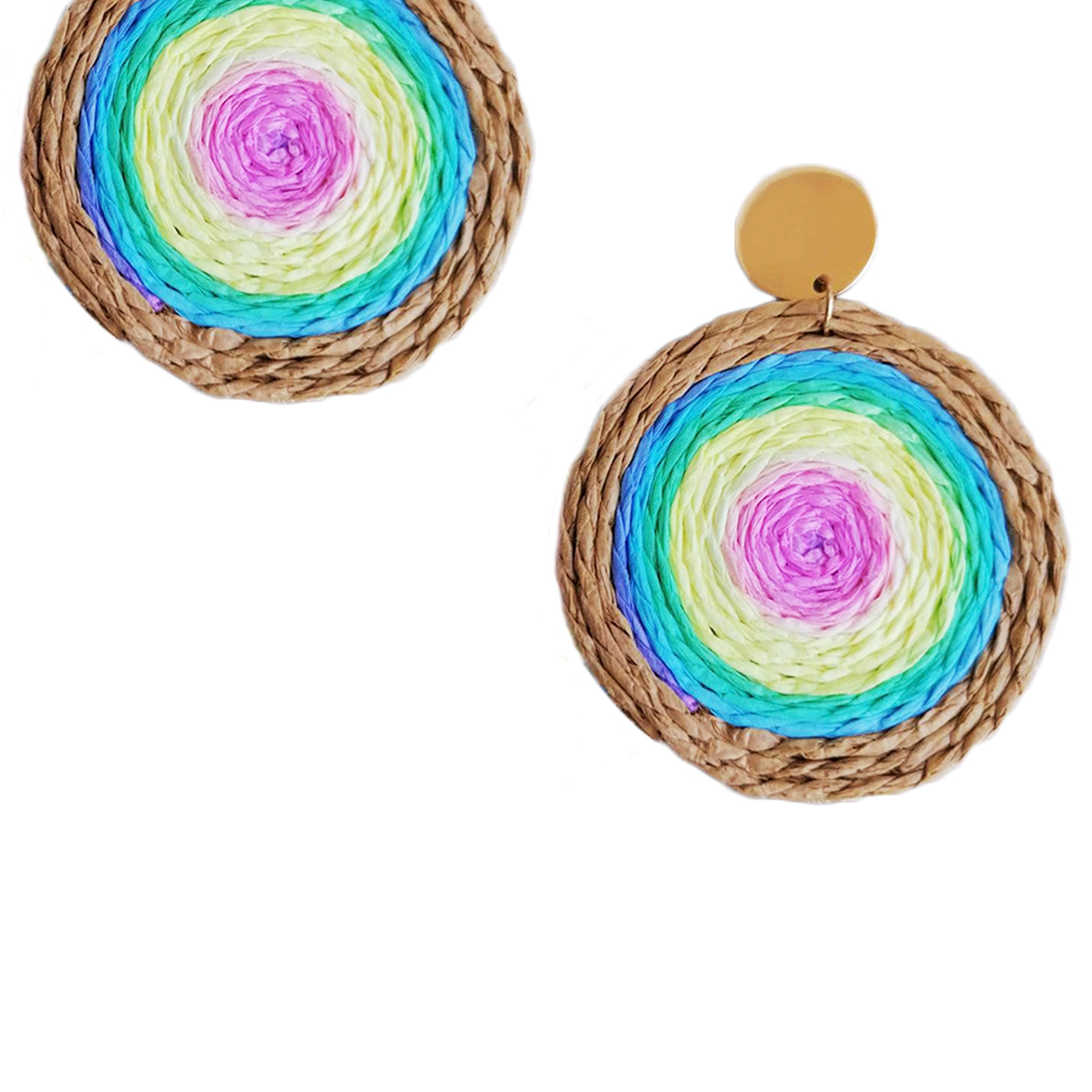 Disc Shaped Rattan Earrings E6074