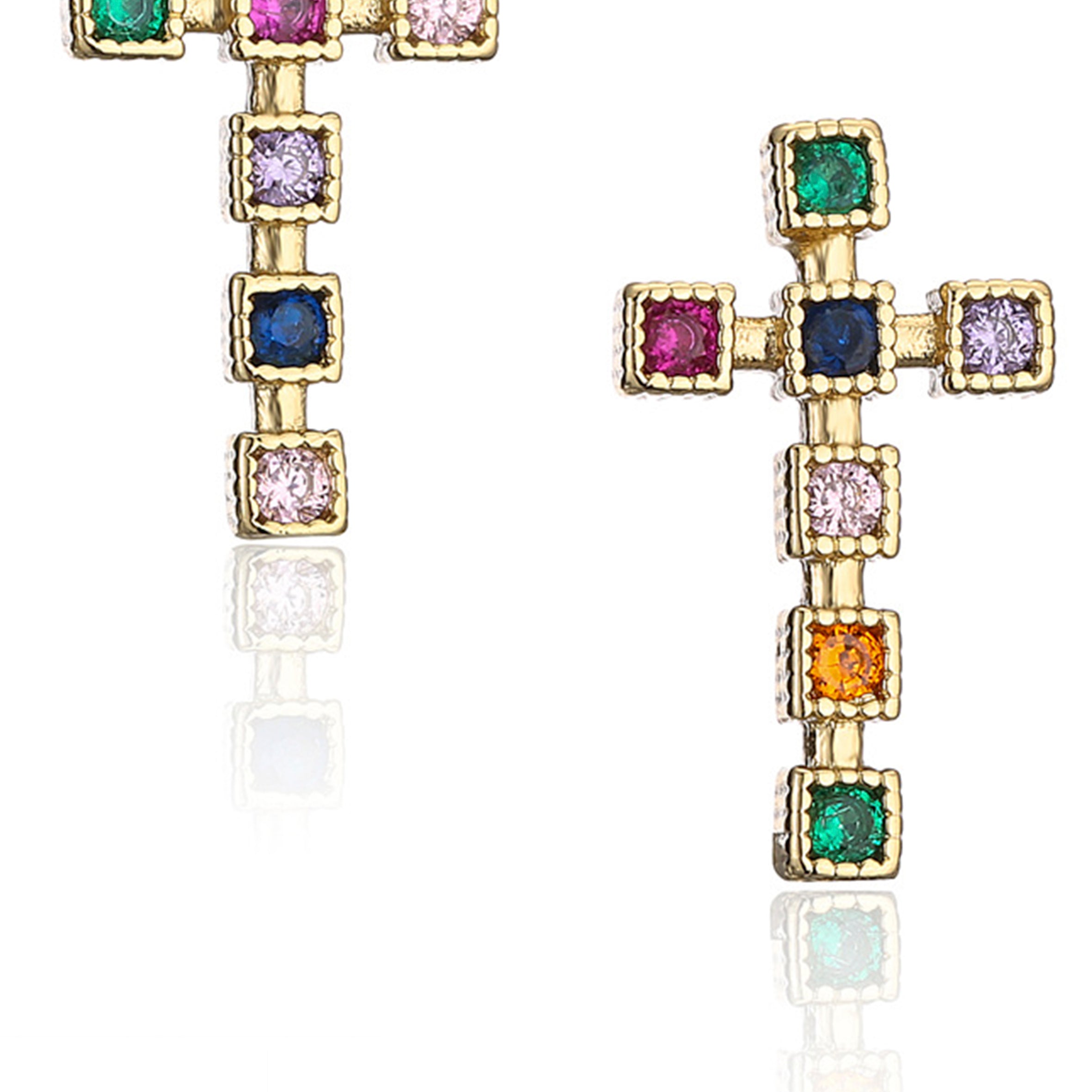 Pendientes de circonita cúbica en forma de cruz E6100