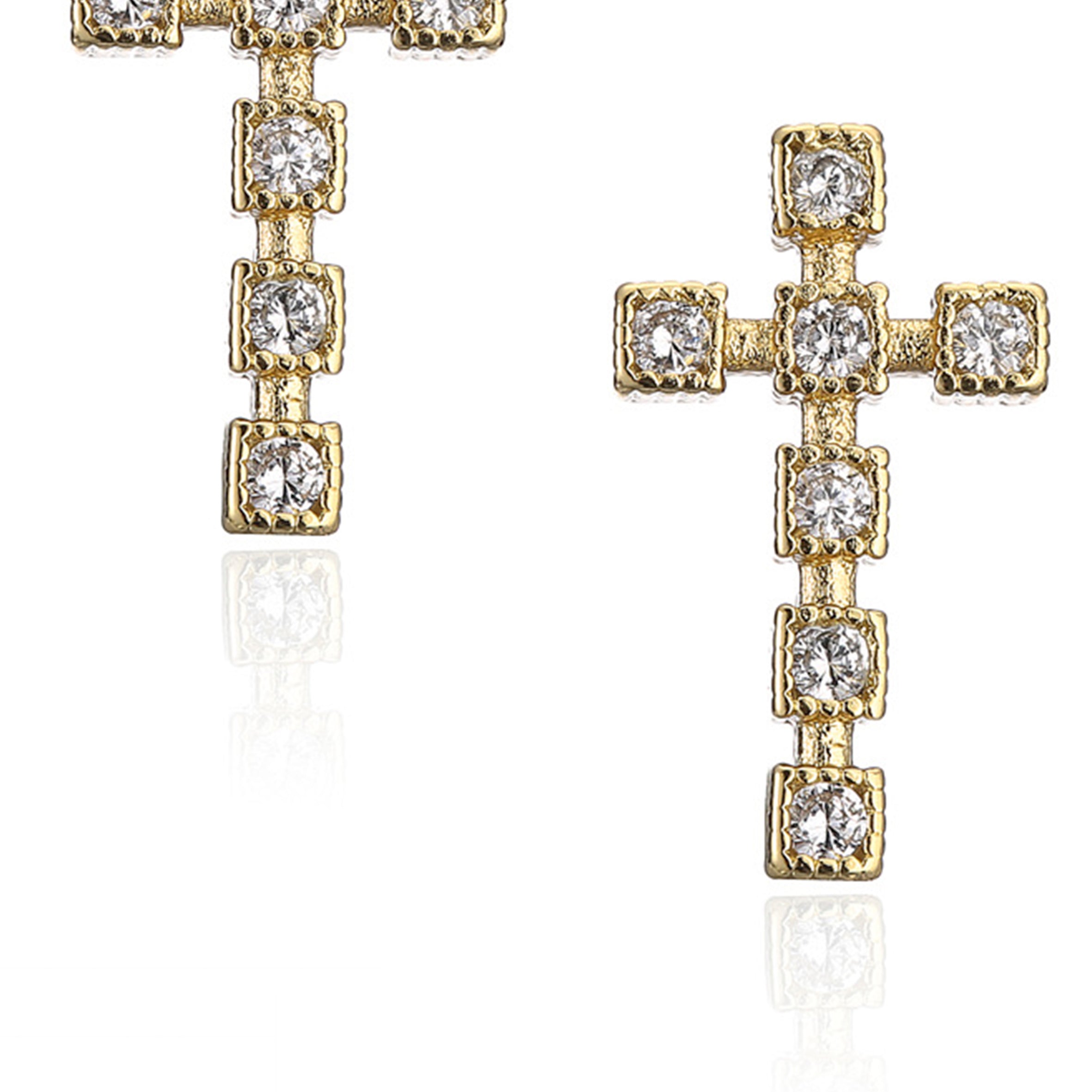 Pendientes de circonita cúbica en forma de cruz E6100