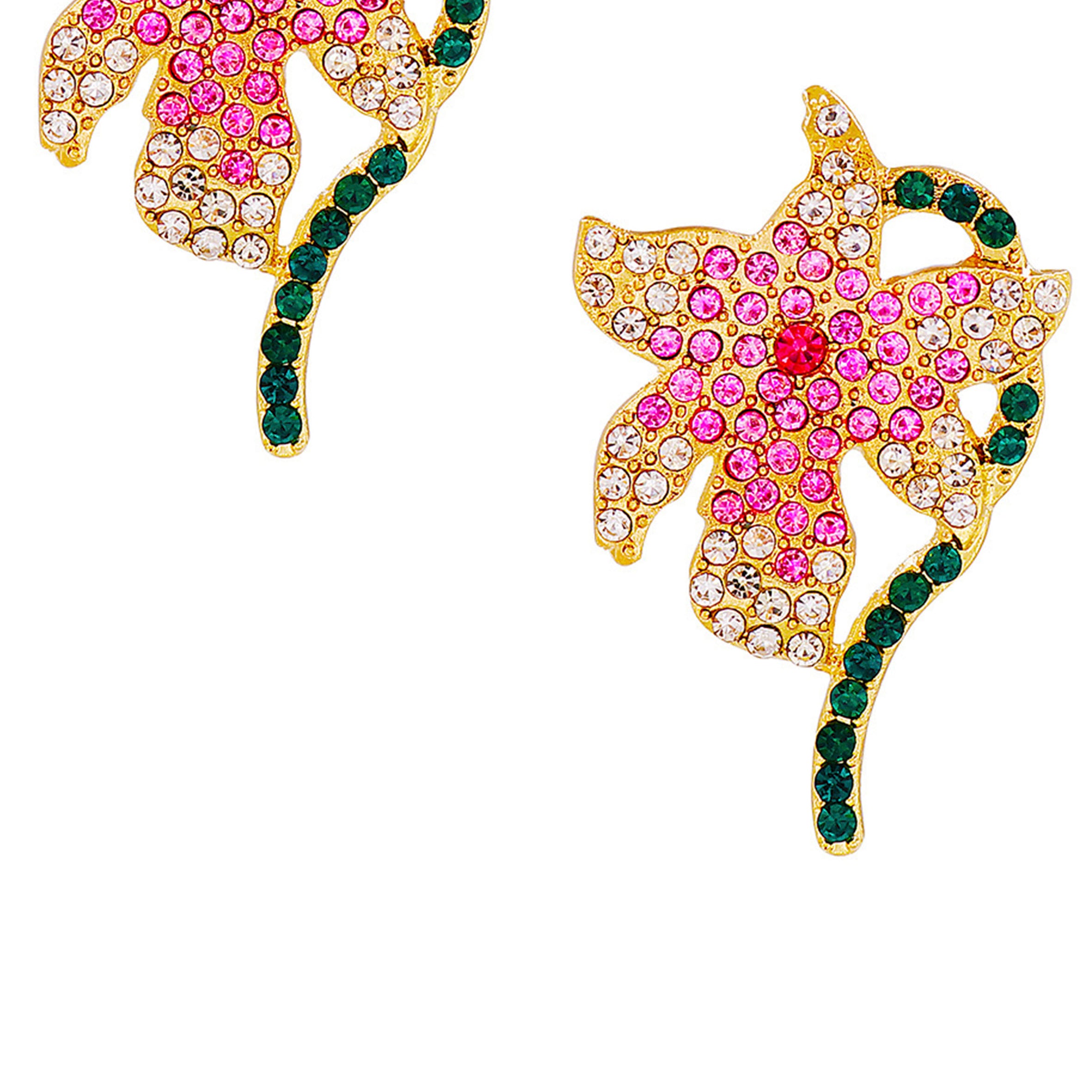 Pendientes de flores con diamantes de imitación E6136