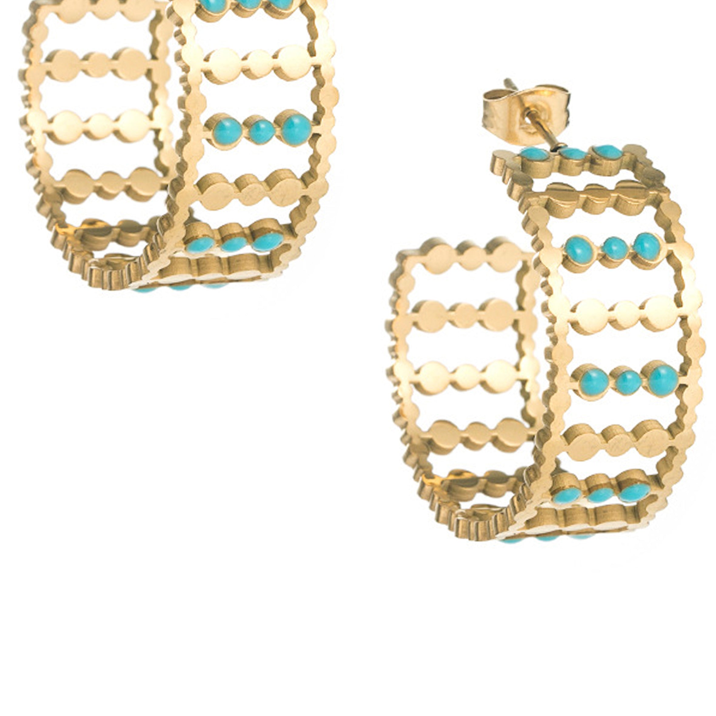 Hollow Stainless Steel Hoop Earrings E6185