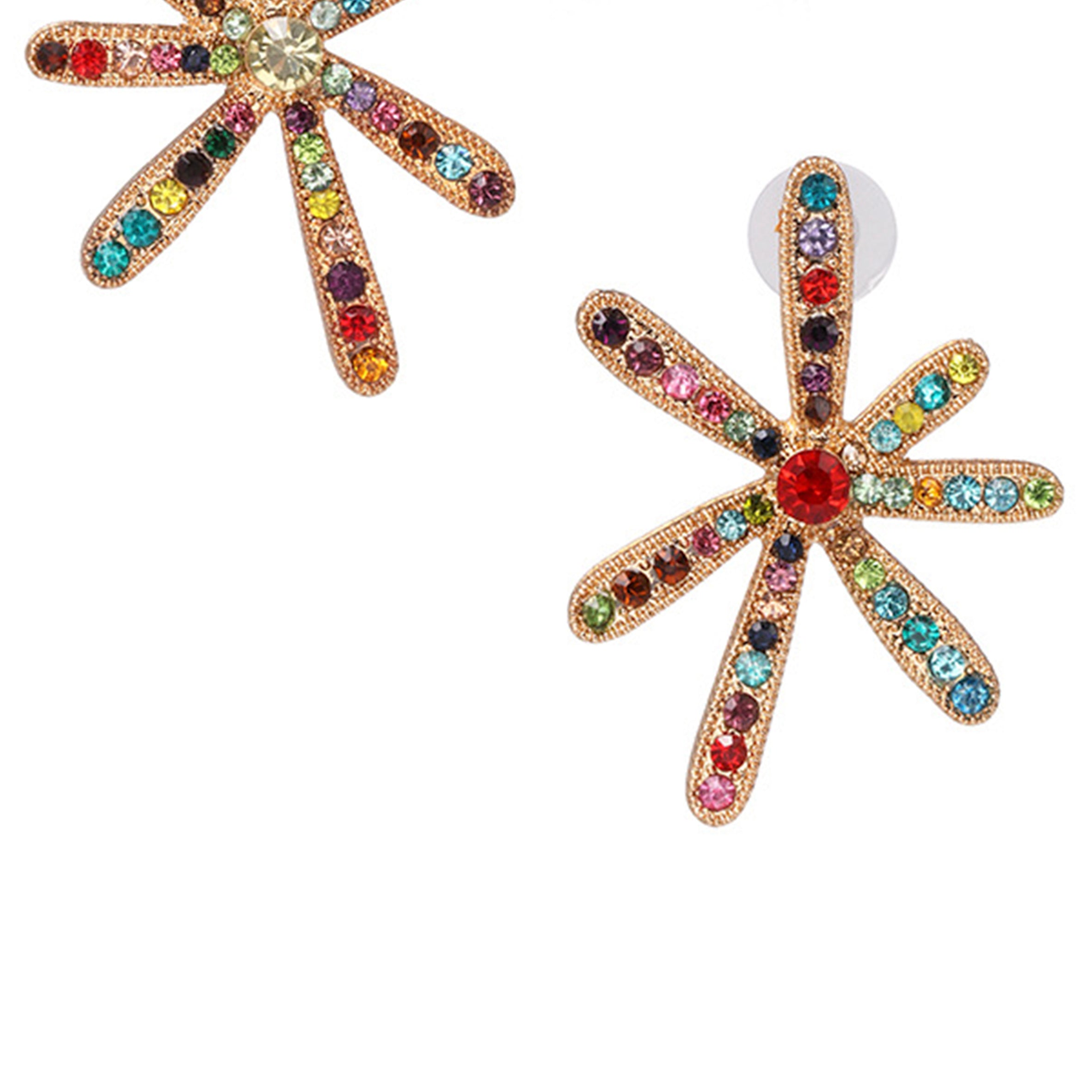 Floral Rhinestone Stud Earrings E6211