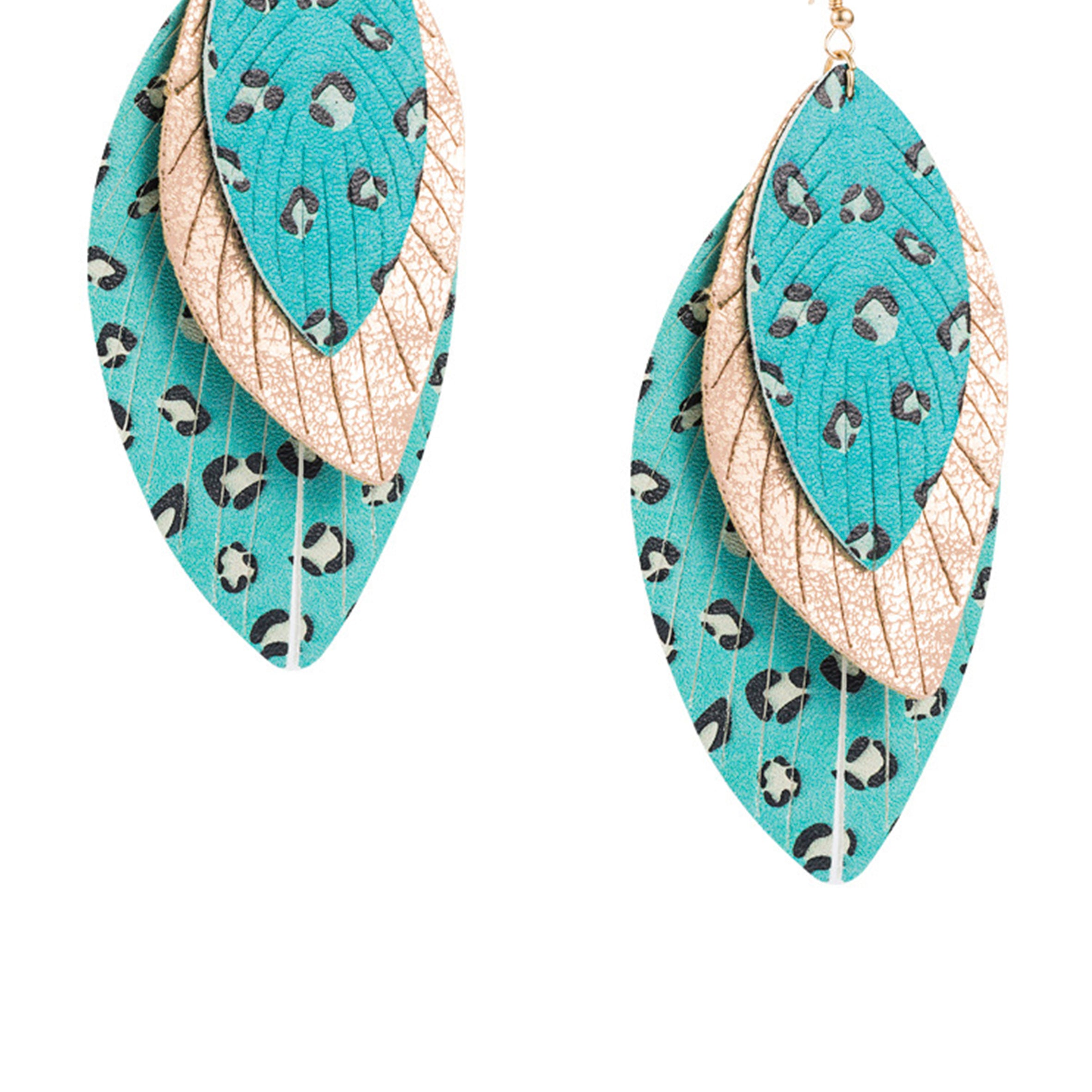 Leaf Animal Printed Leather Earrings E6228