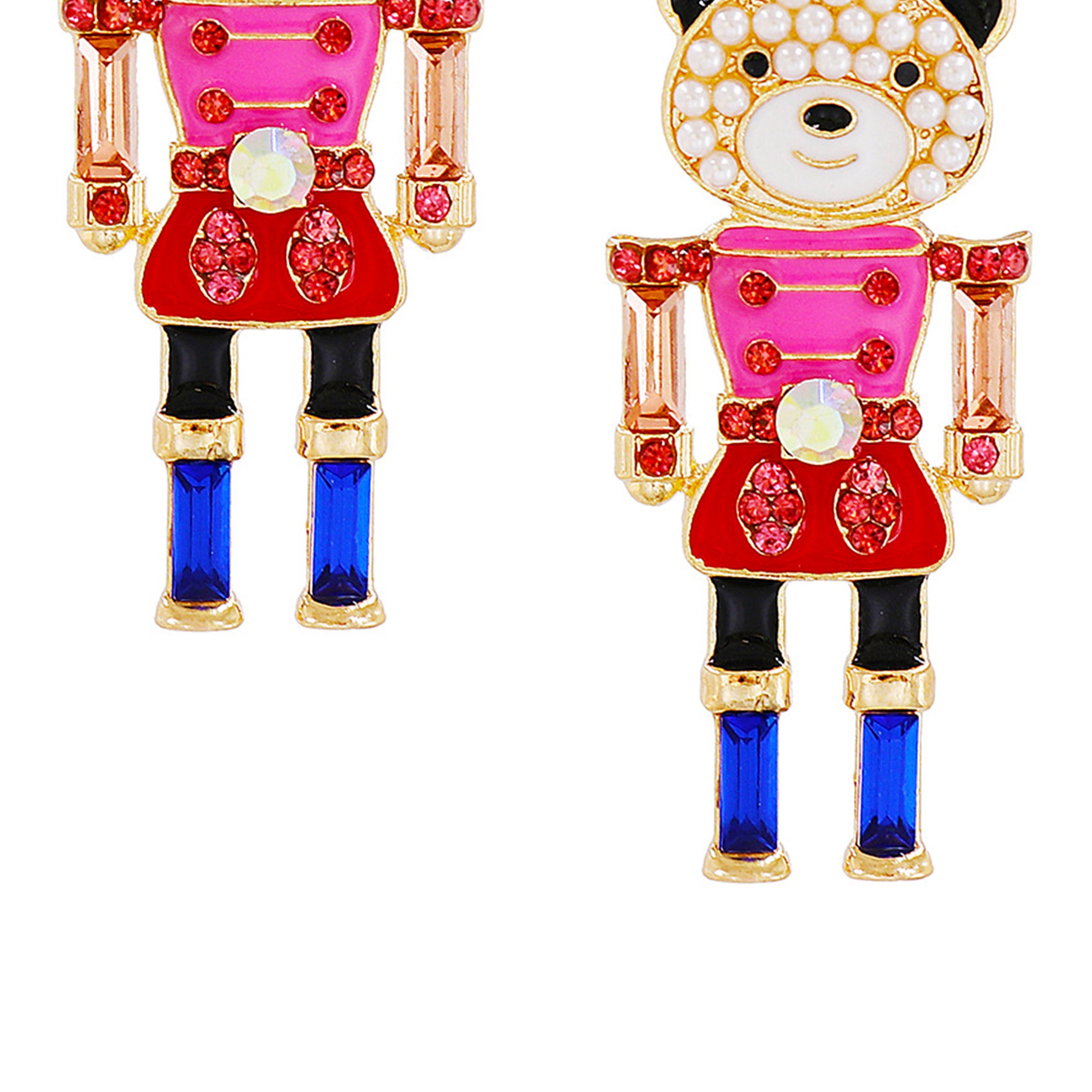 Bear Soldier Rhinestone Earrings E6251