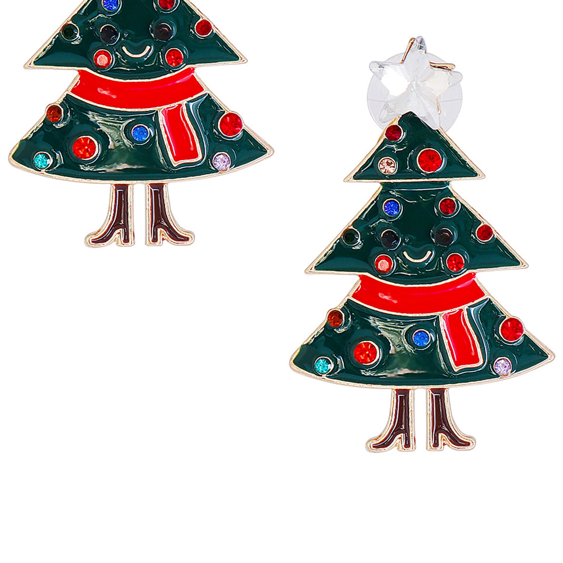 Pendientes de árbol de Navidad con diamantes de imitación E6268