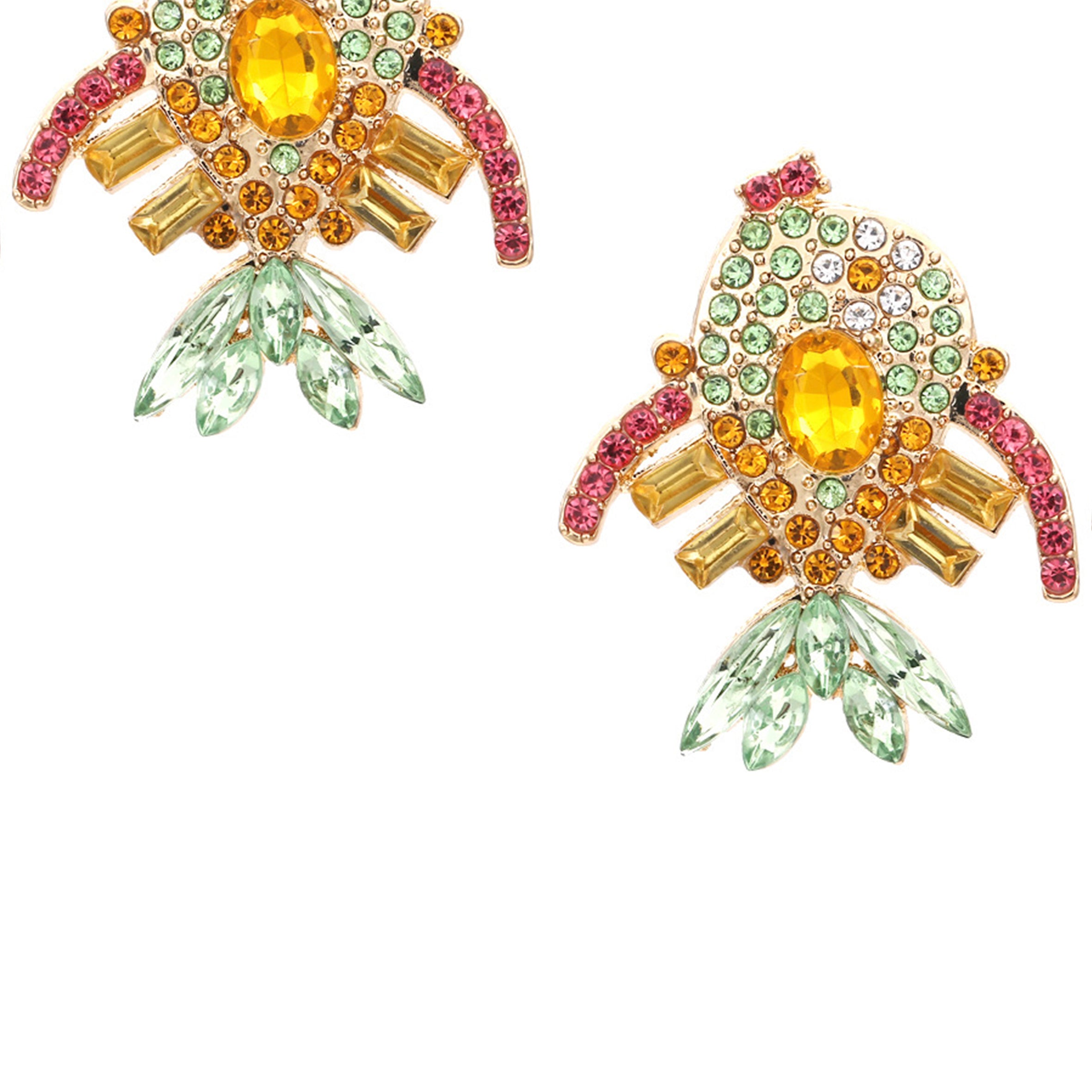 Pendientes de pez con diamantes de imitación E6287