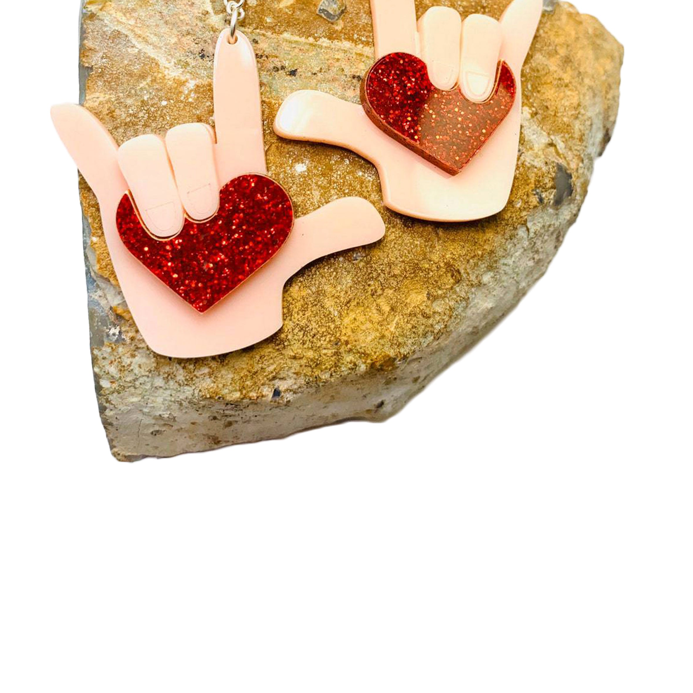 Heart Rock Acrylic Earrings E6425
