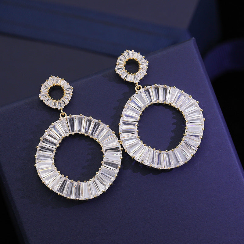 Pendientes de circonitas cúbicas circulares E6445