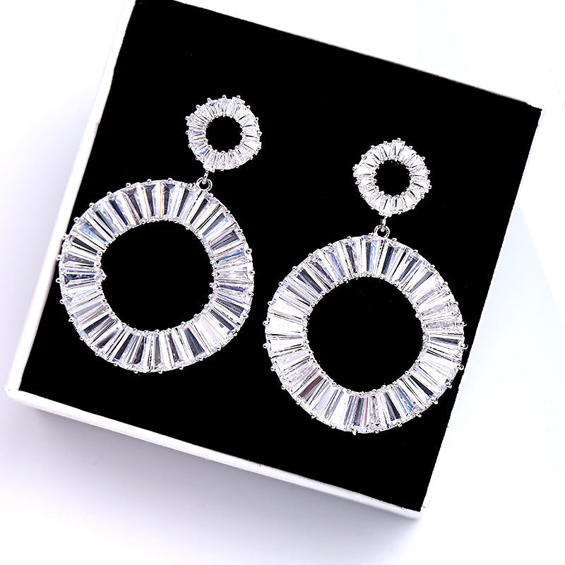 Pendientes de circonitas cúbicas circulares E6445