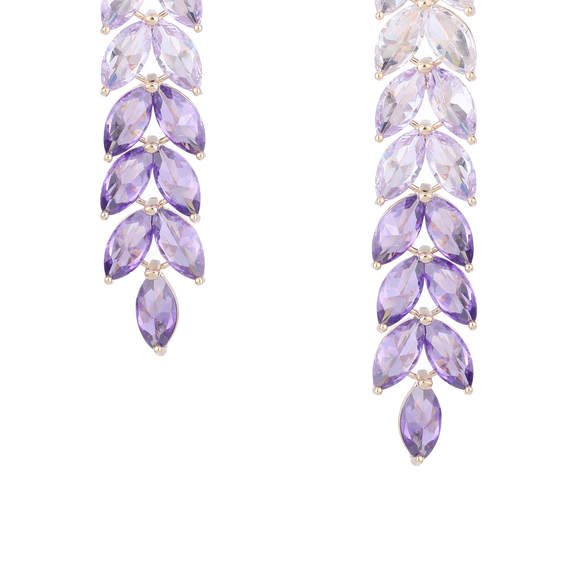 Pendientes de circonita cúbica con borlas de hojas E6449