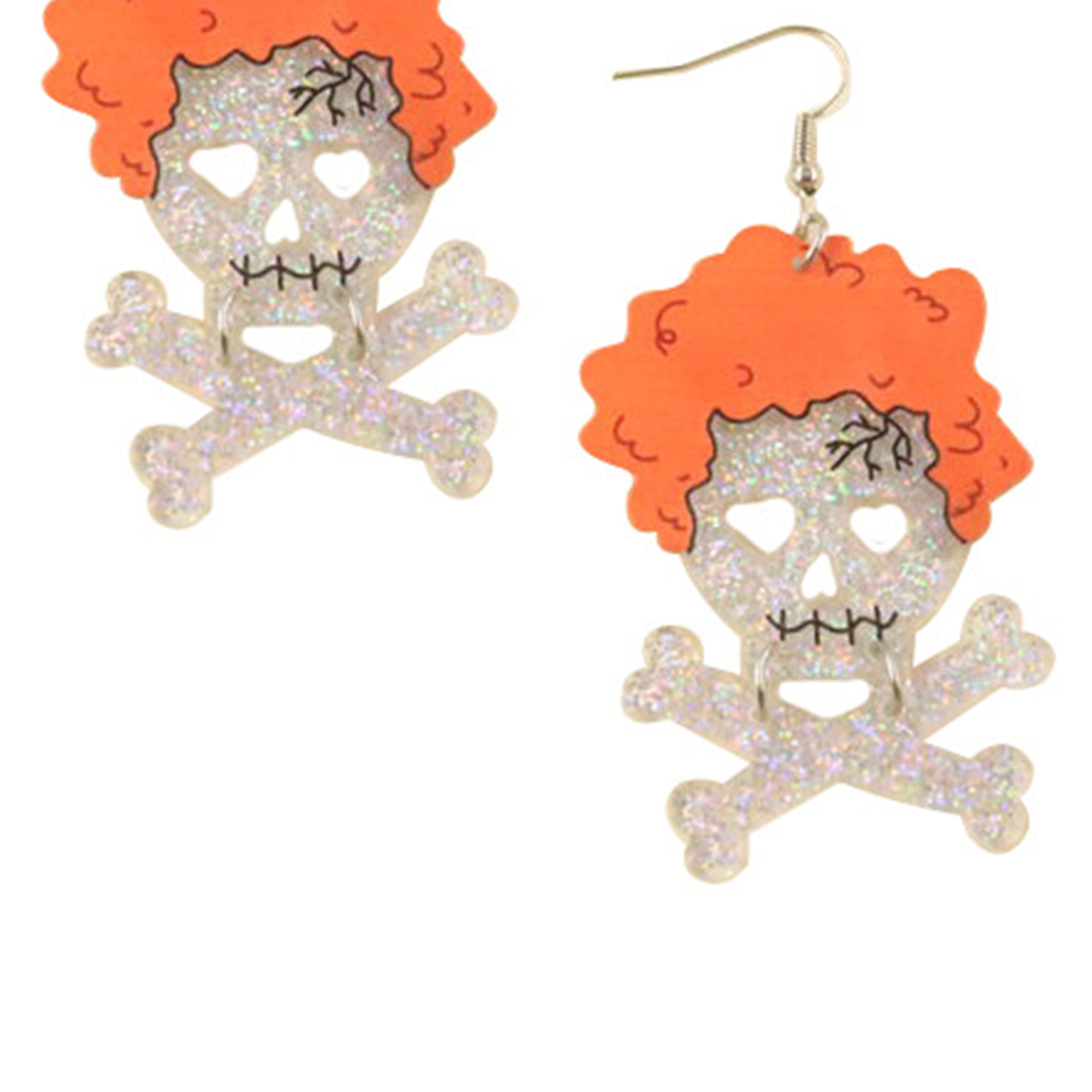 Explosion Head Skeleton Acrylic Earrings E6495