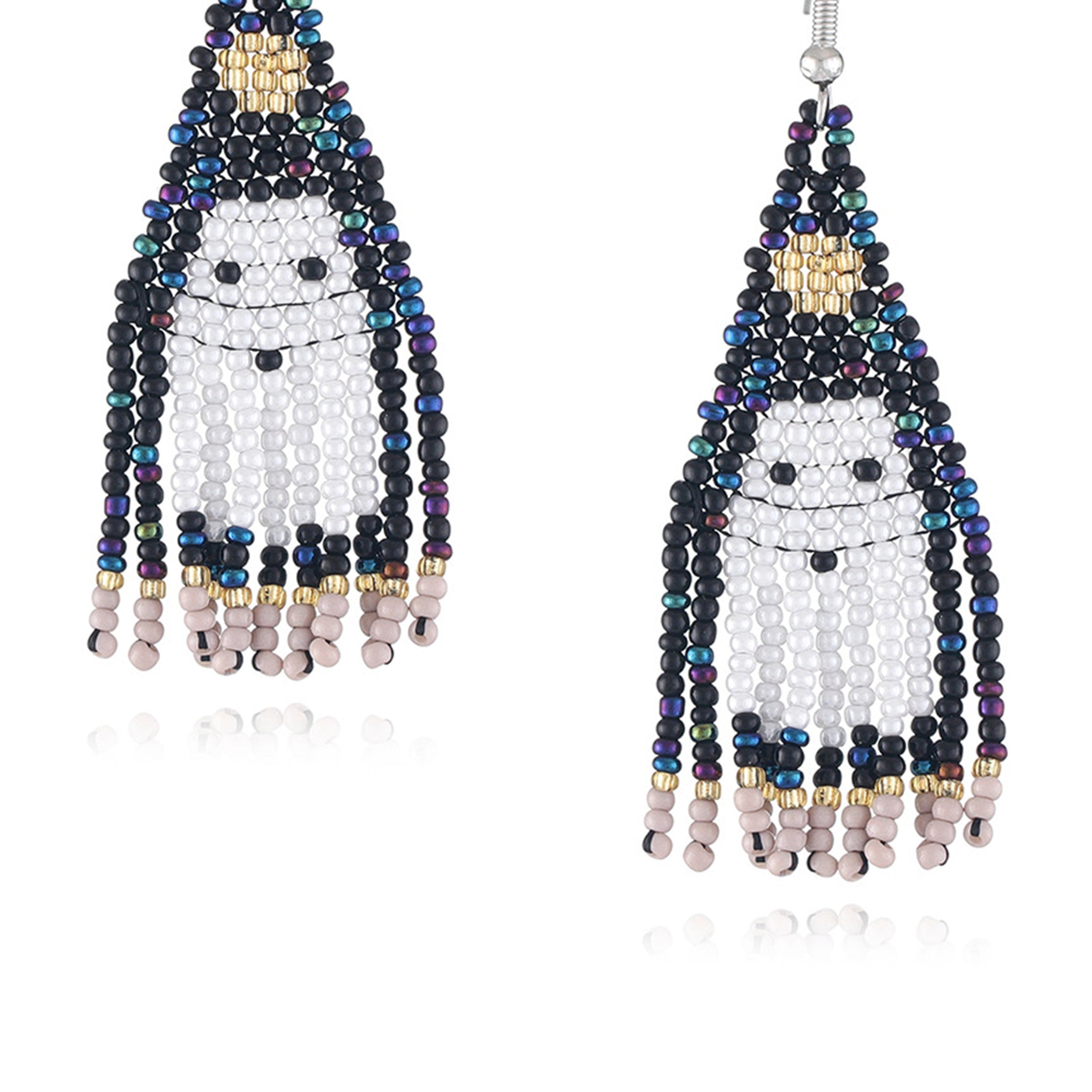 Pendientes de borlas con cuentas de semillas fantasma E6520