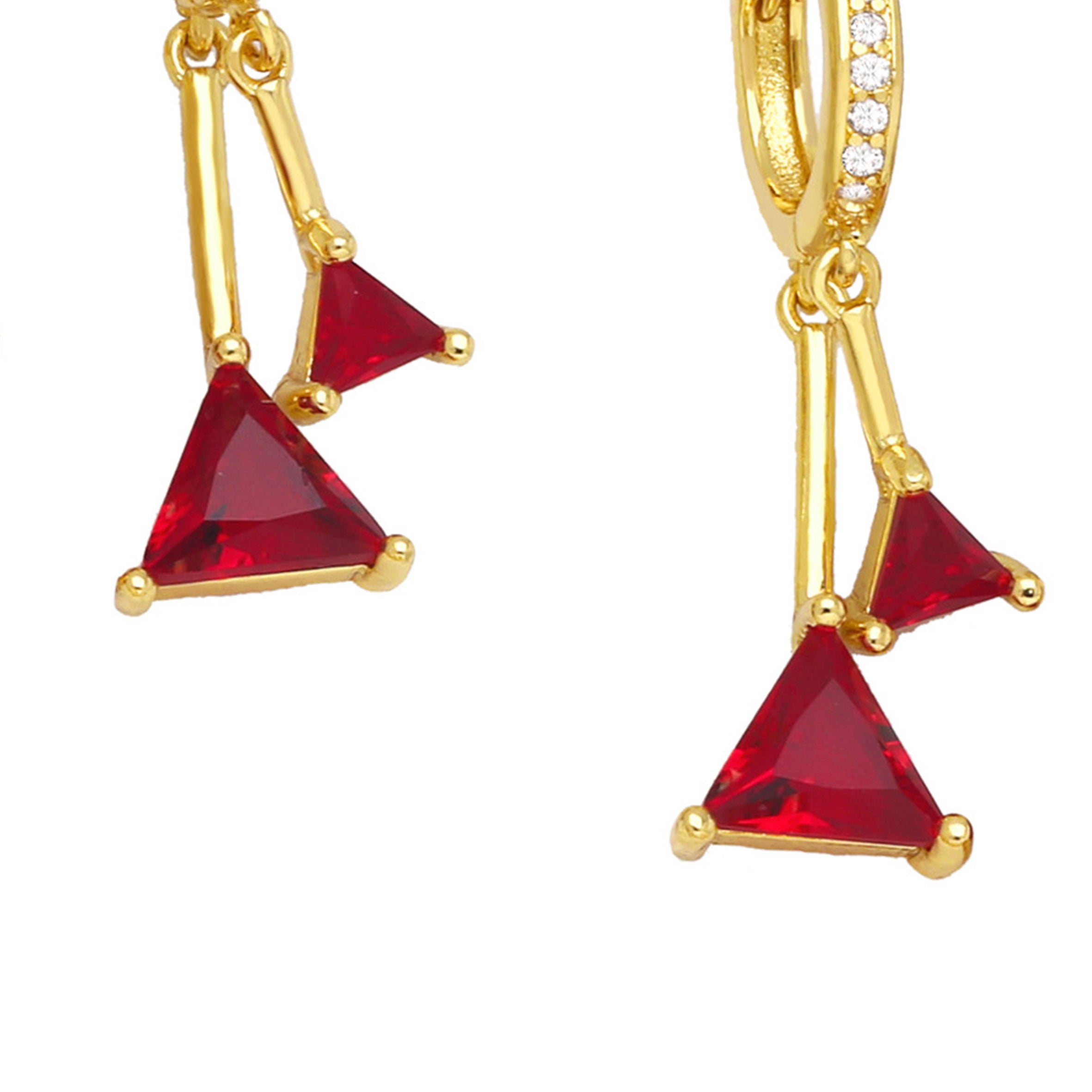 Pendientes de aro con borlas triangulares y circonitas cúbicas E6531