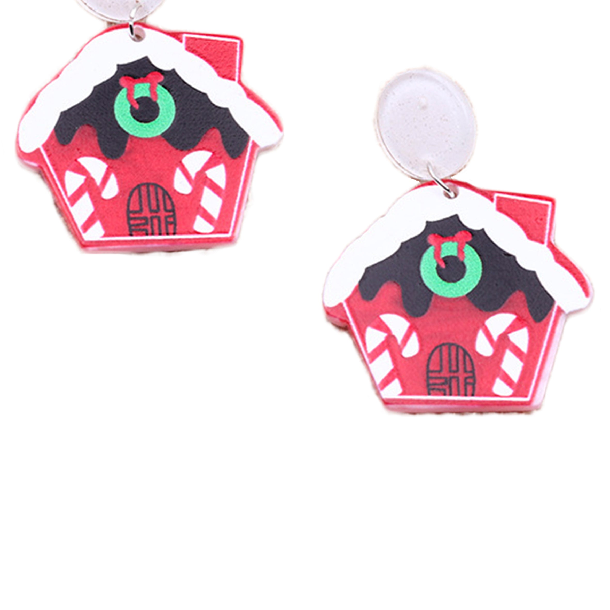 Christmas House Acrylic Earrings E6538
