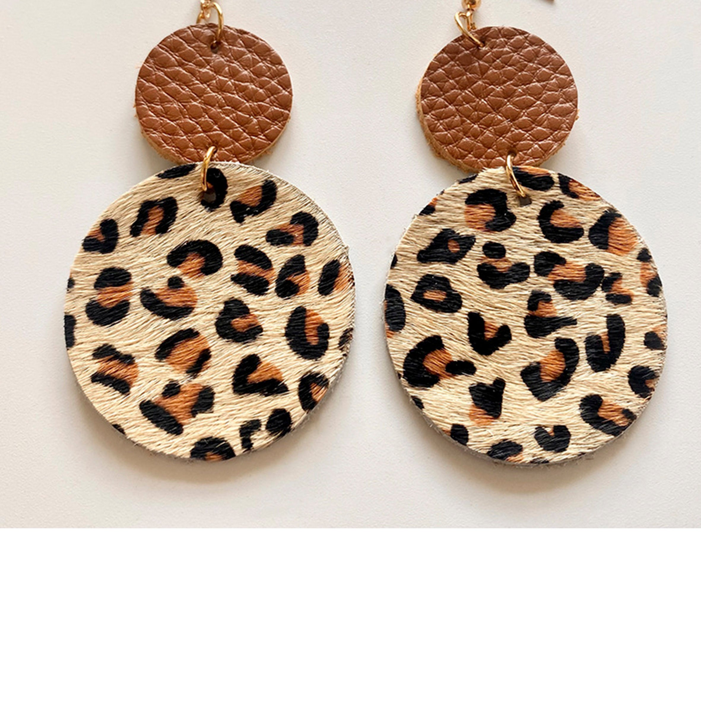 Pendientes de piel de vaca con estampado geométrico de animales E6551