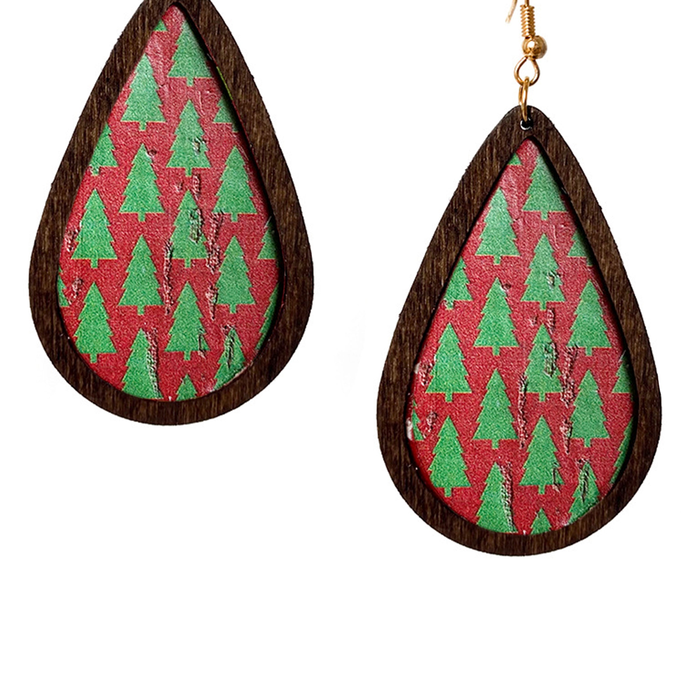 Pendientes de lágrima de poliuretano con forma de árbol de Navidad E6564