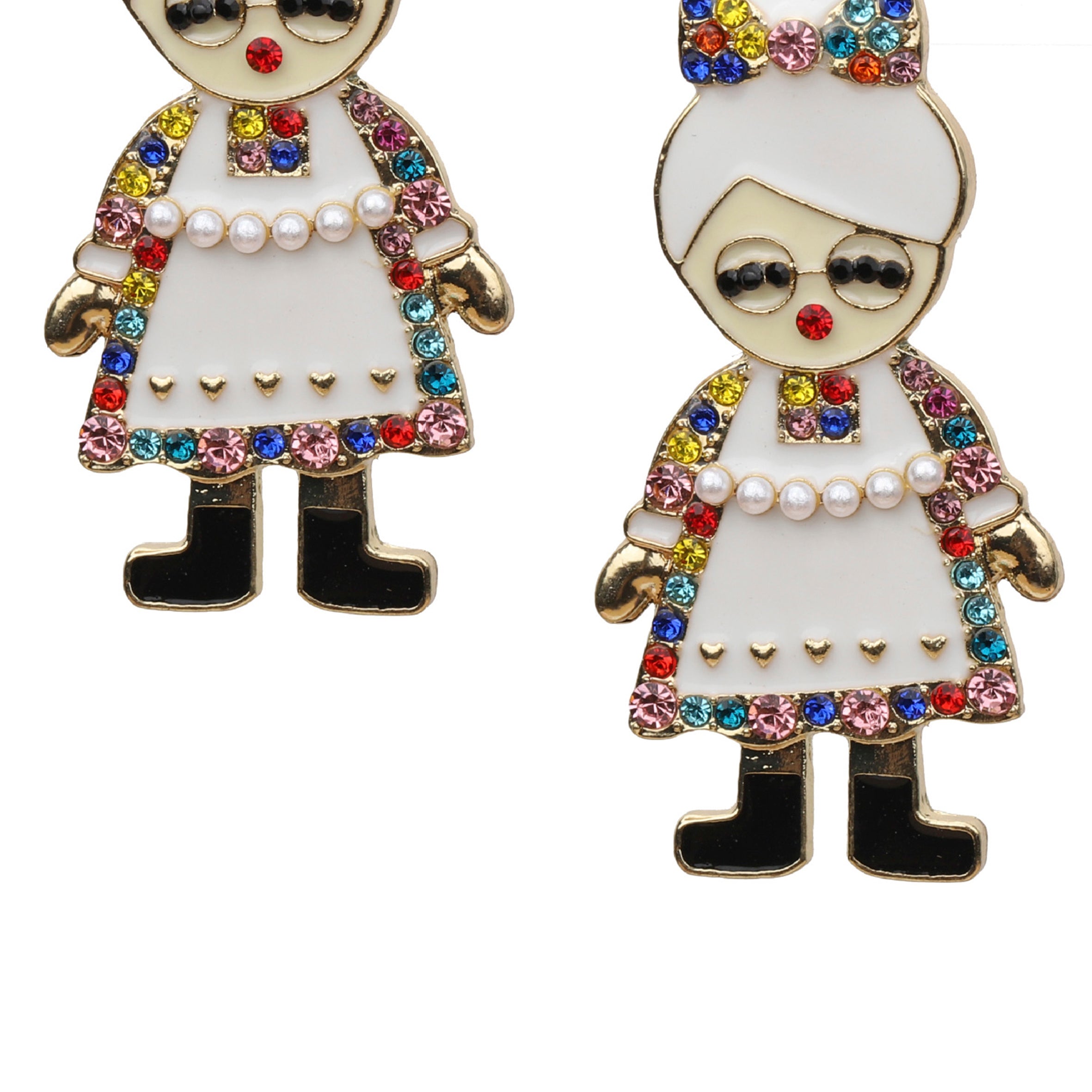 Santa Granny Rhinestone Earrings E6580