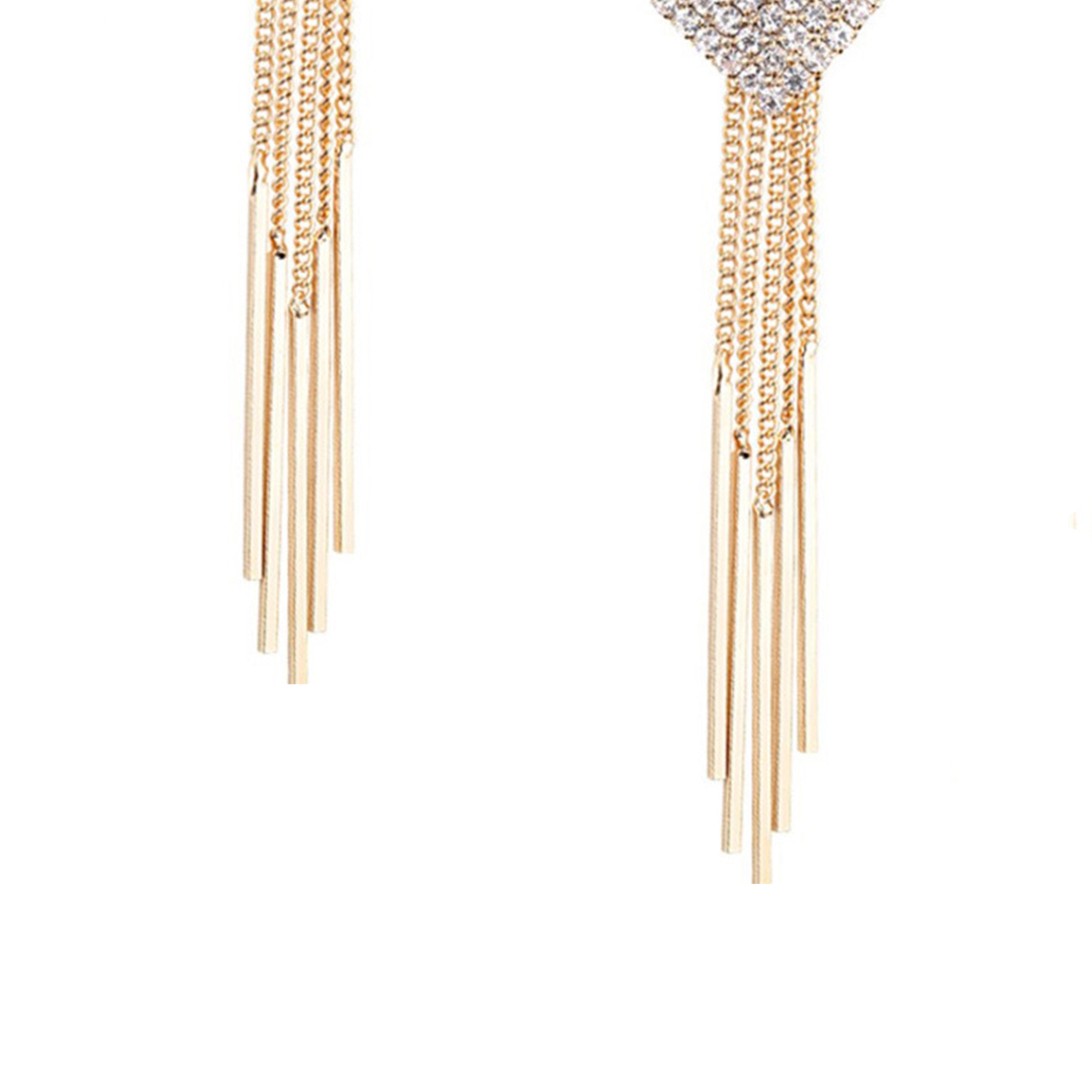 Rhinestone Tassel Clip On Earrings E6644