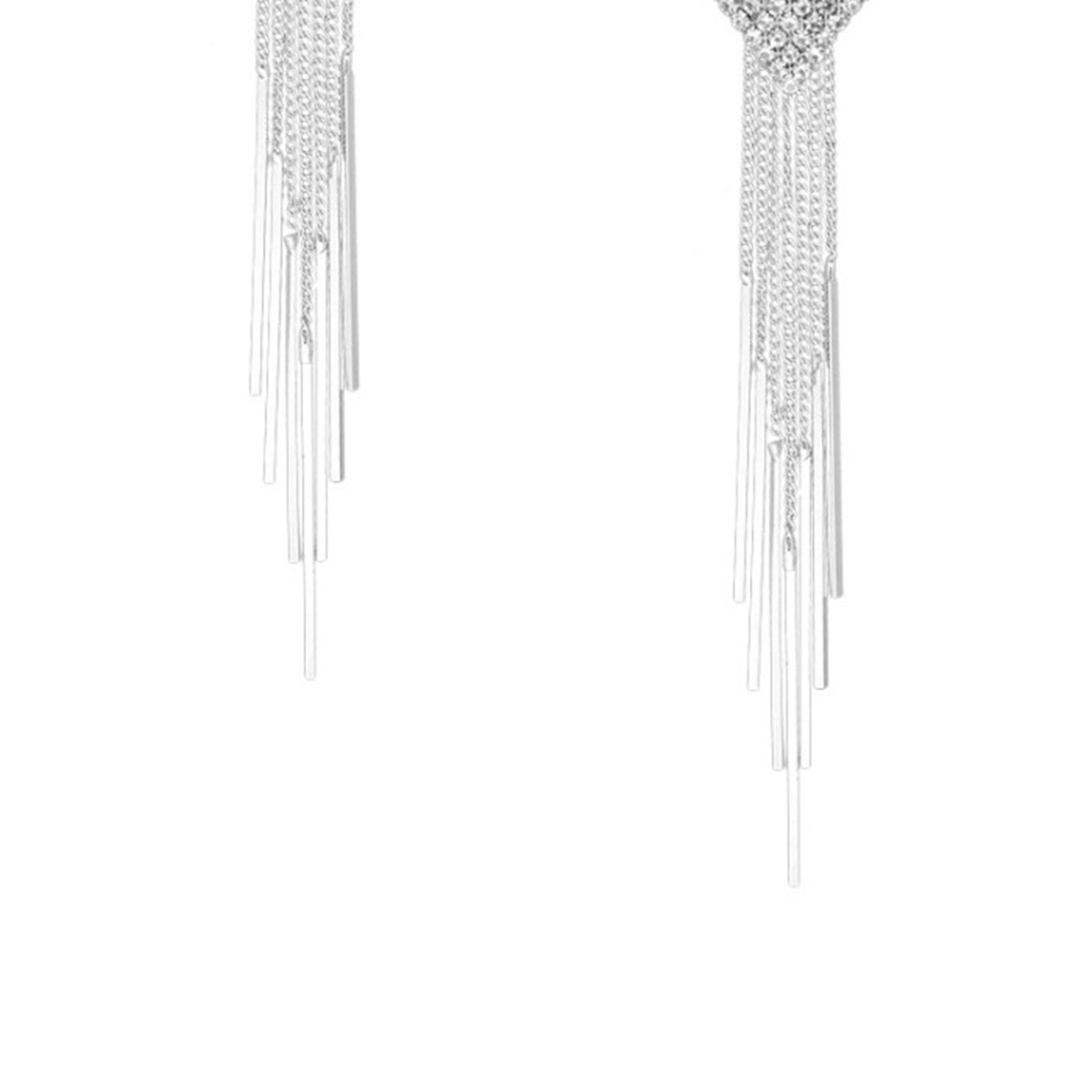 Rhinestone Tassel Clip On Earrings E6644