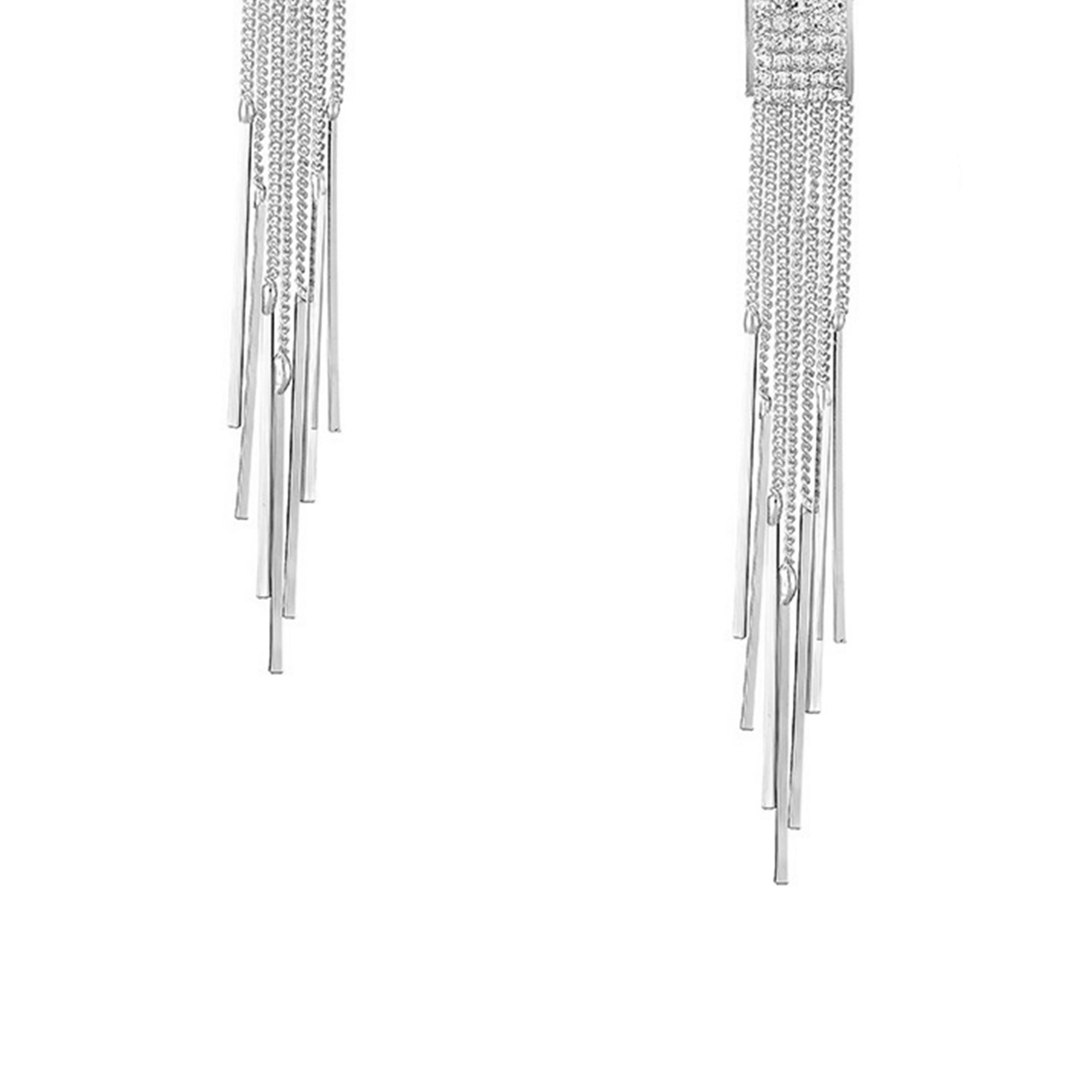 Rhinestone Tassel Clip On Earrings E6648