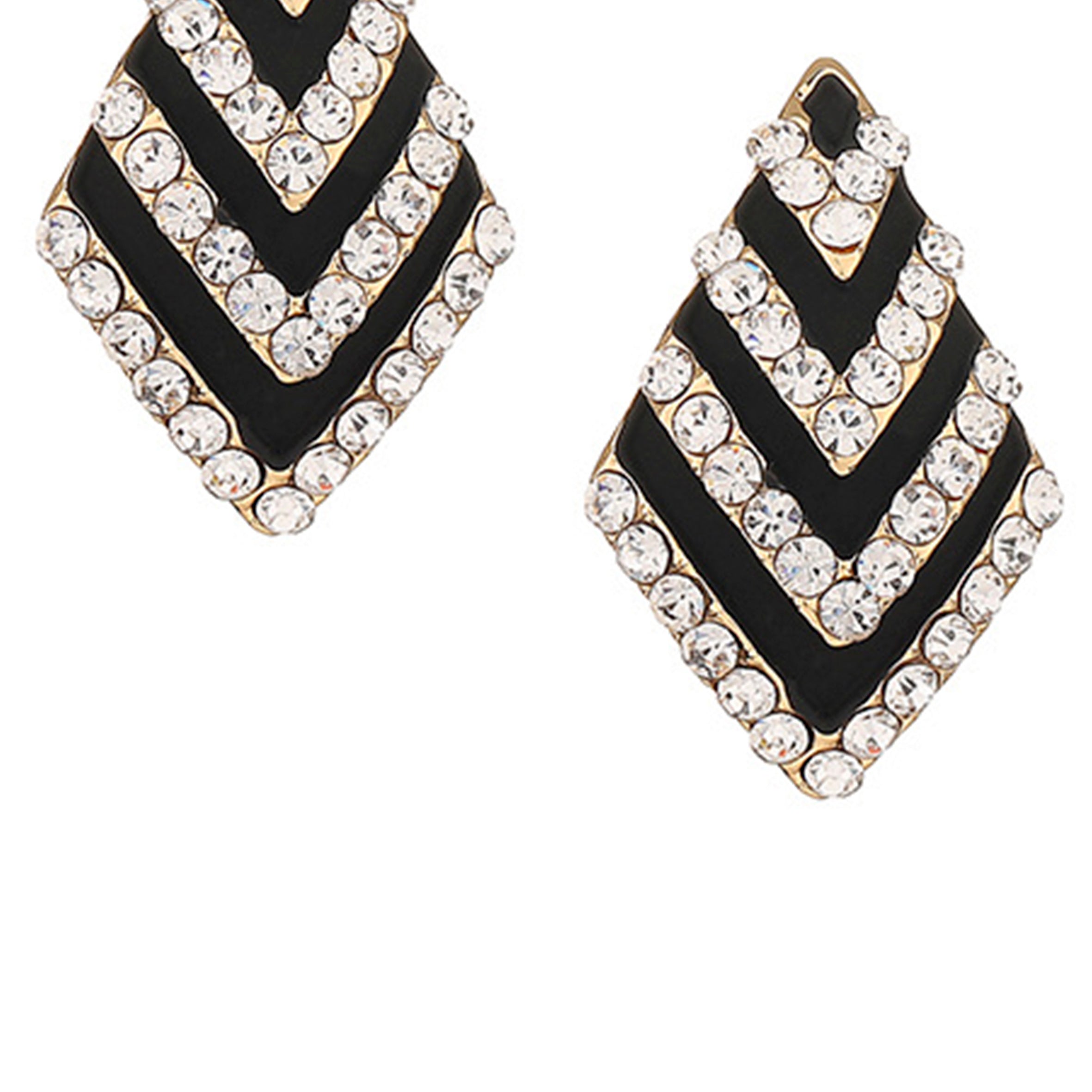 Diamond Shaped Rhinestone Stud Clip On Earrings E6650