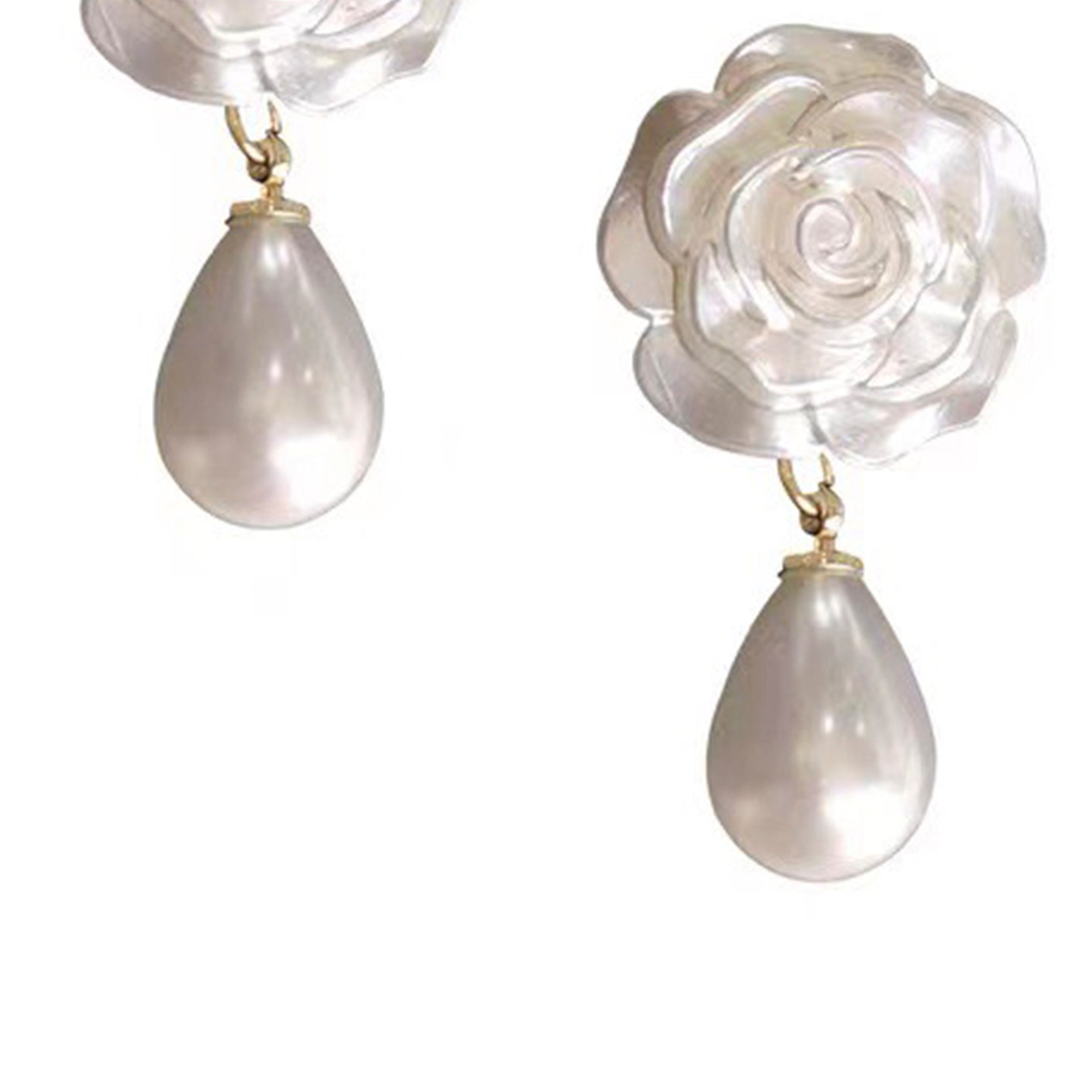 Pendientes de clip con perlas rosas E6667