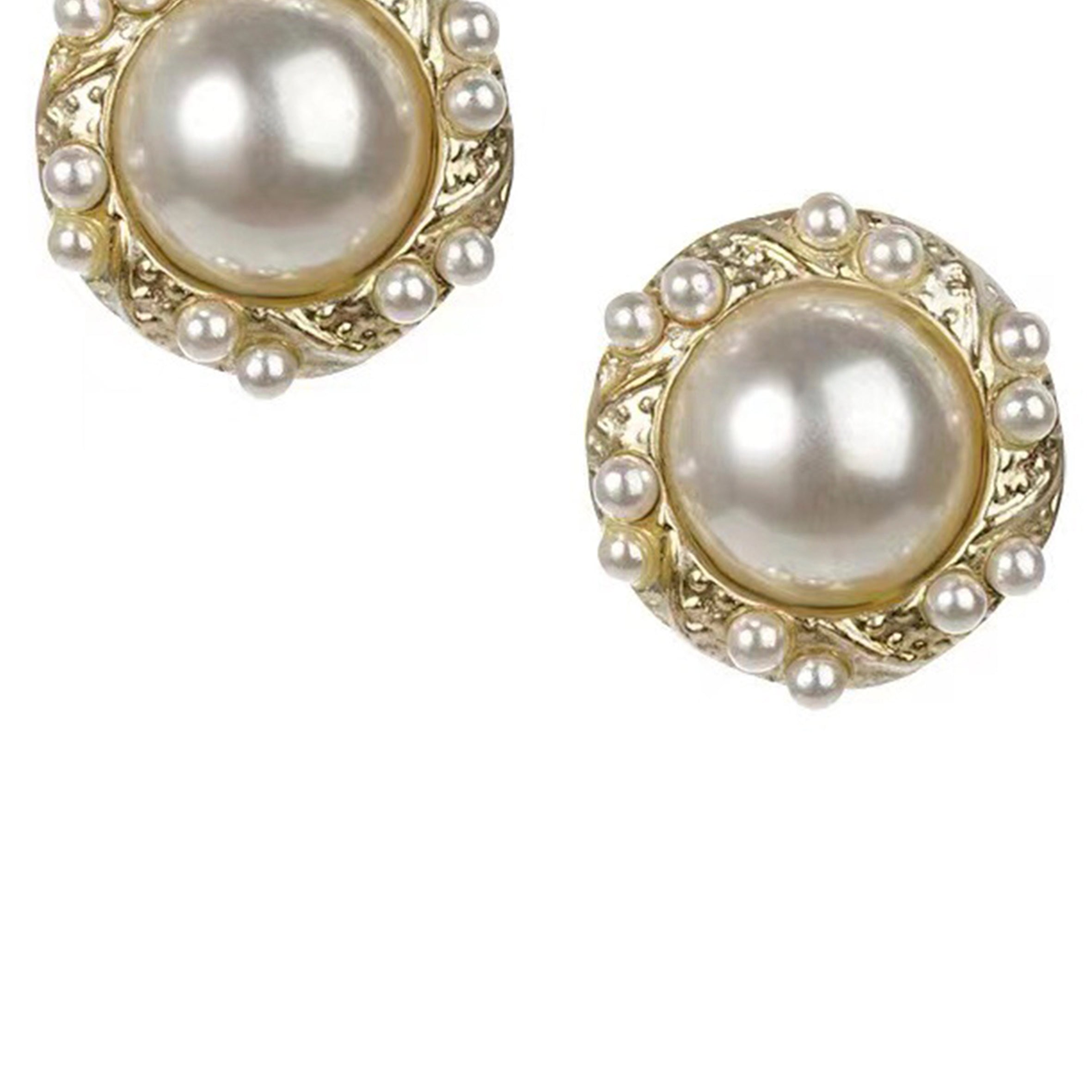 Floral Pearl Stud Clip On Earrings E6668