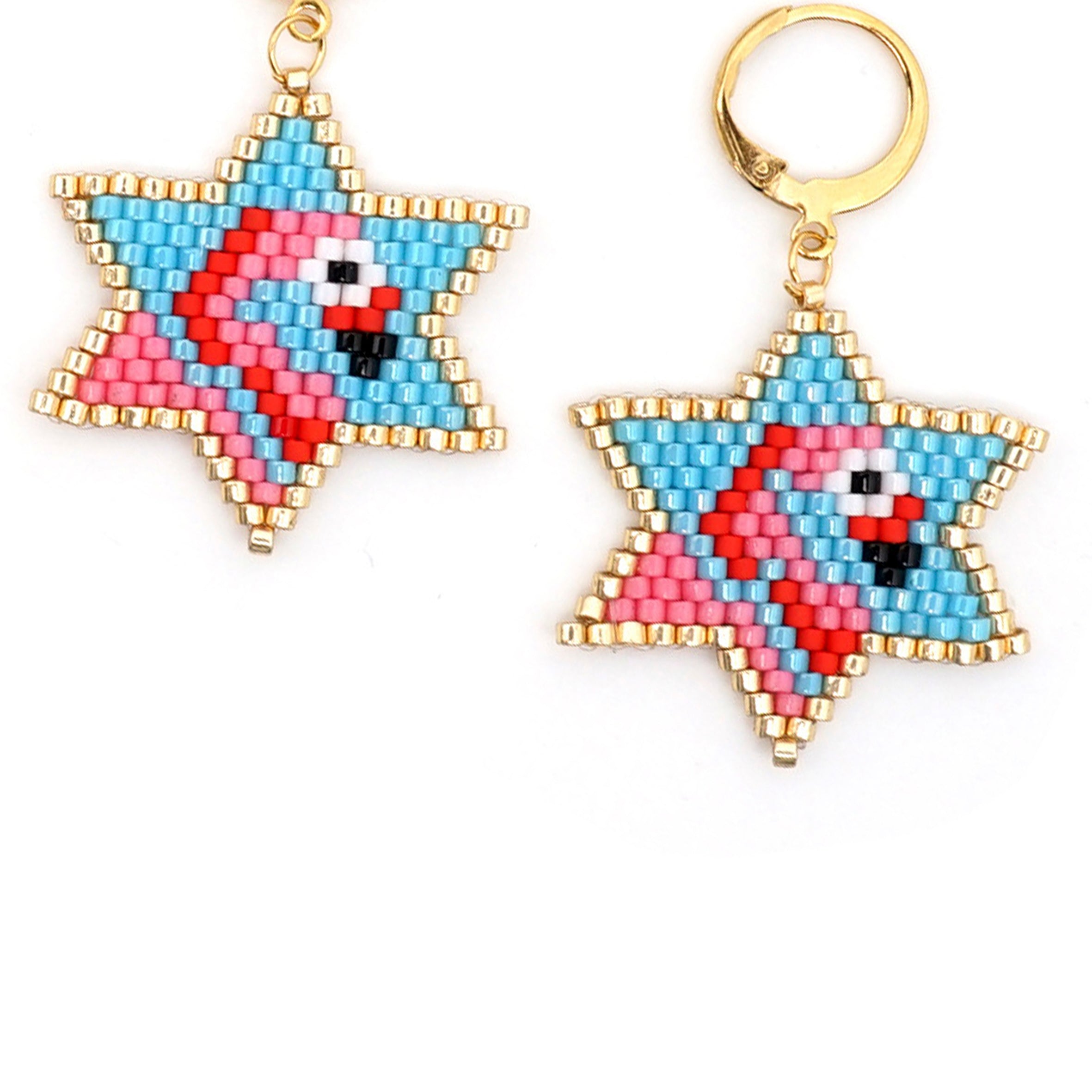 Flamingo Star Seed Bead Earrings E6675