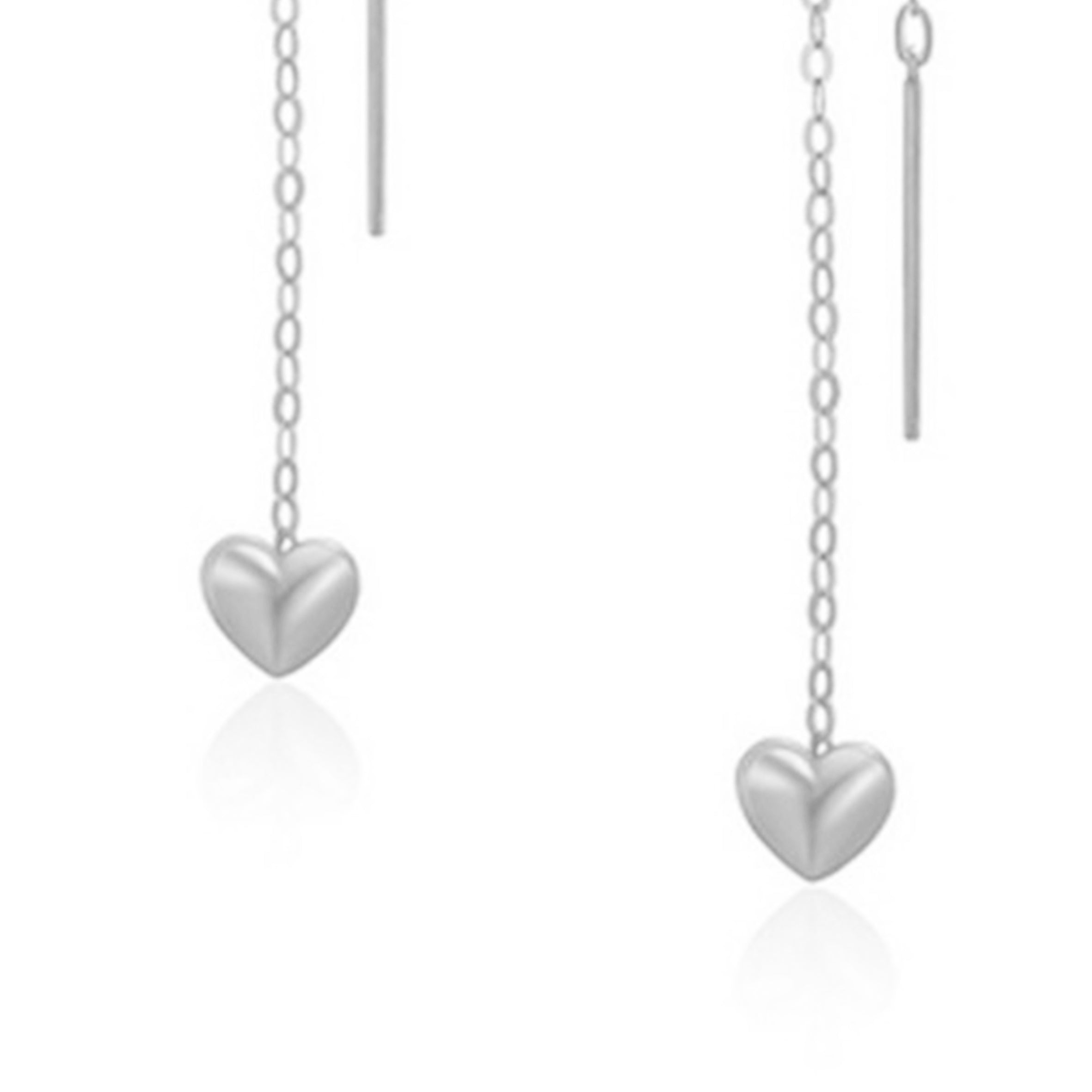 Pendientes de acero inoxidable con cadena y colgante de corazón E6695
