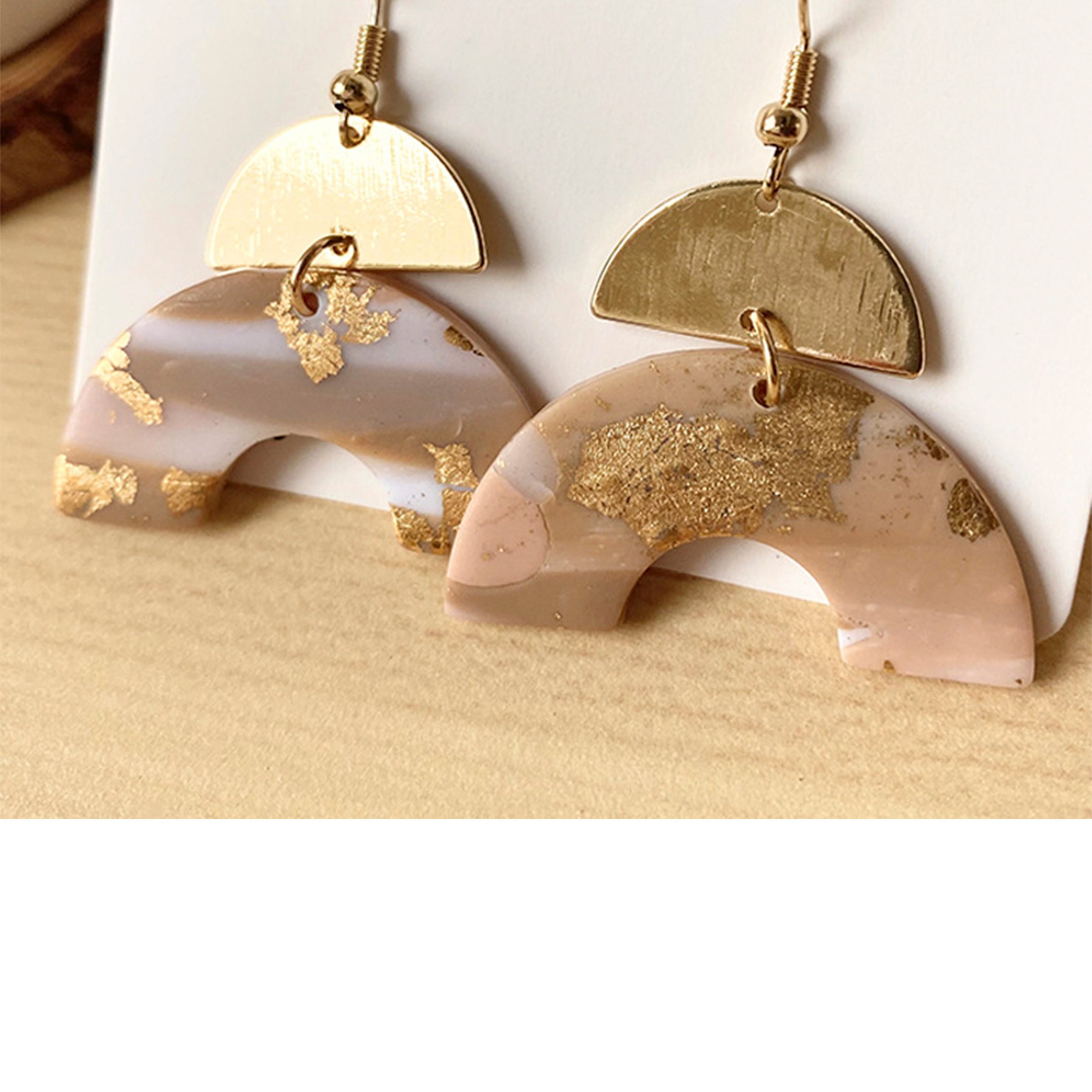 Geometric Semicircle Polymer Clay Earrings E6725
