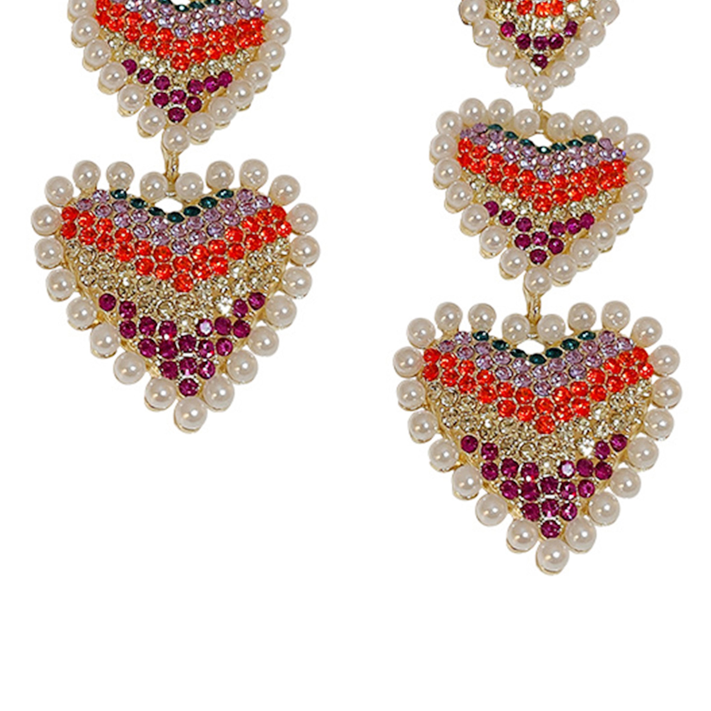 Pendientes de circonita cúbica con cadena de corazón E6743