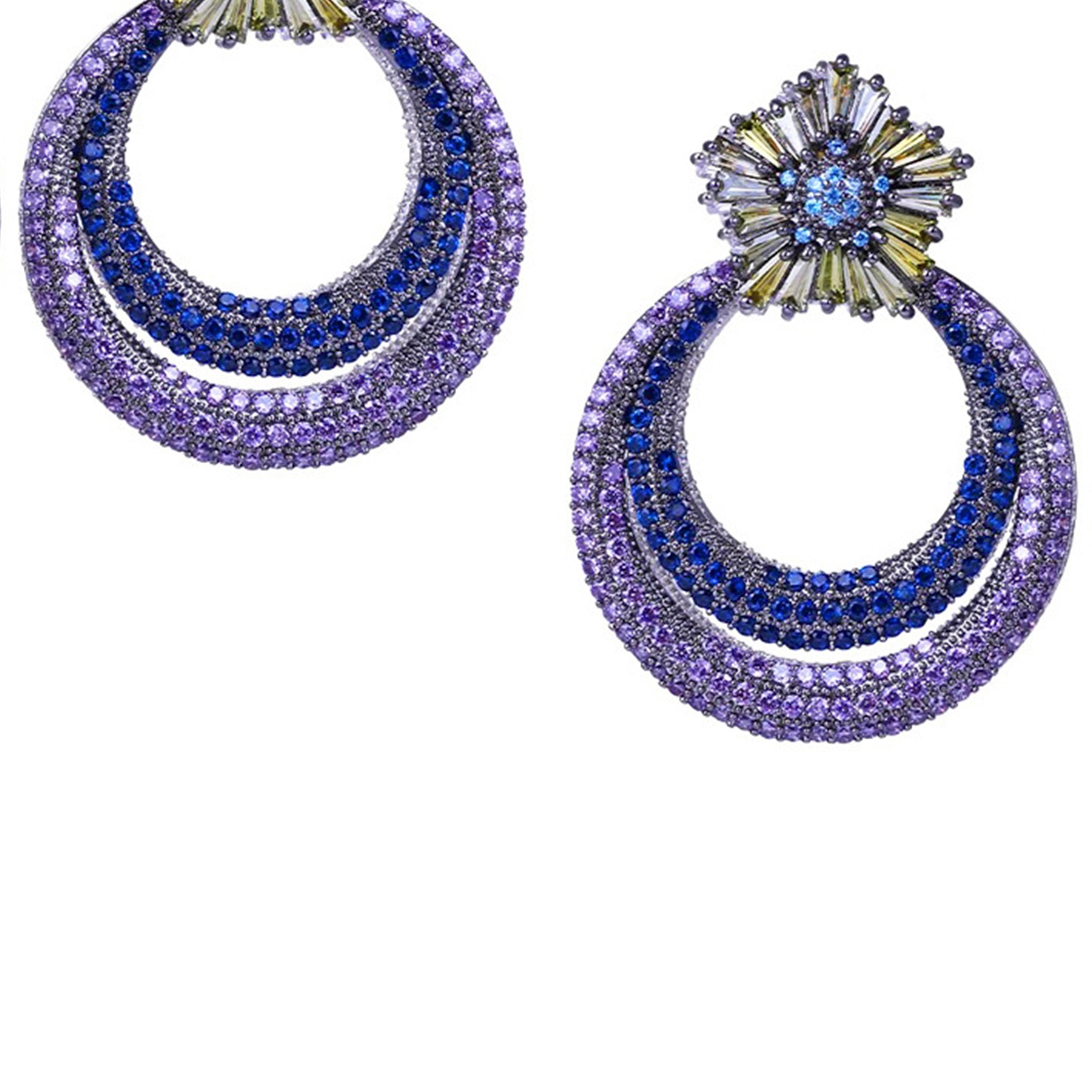 Floral Circle Cubic Zirconia Earrings E6749