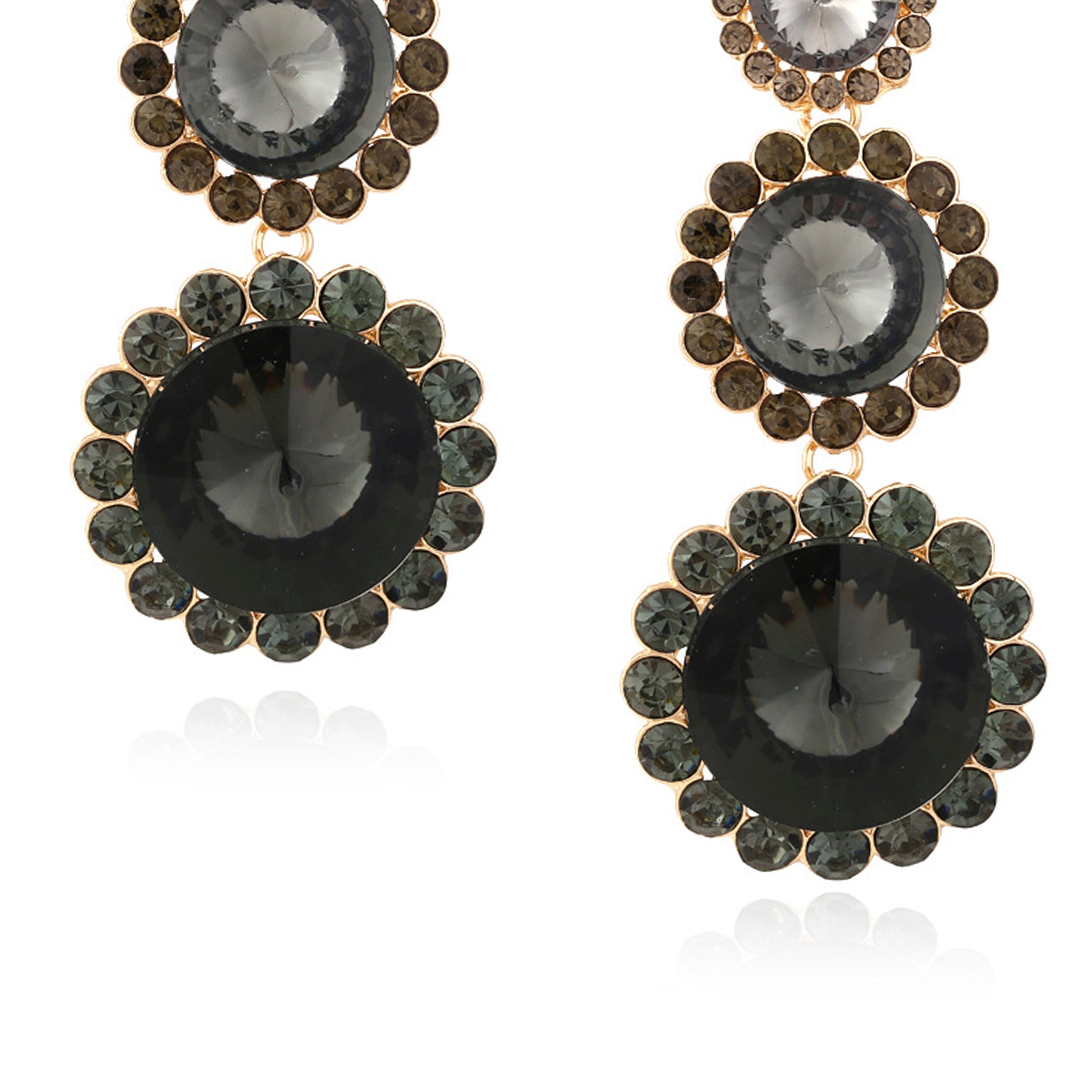 Pendientes de cadena circular con diamantes de imitación E6756