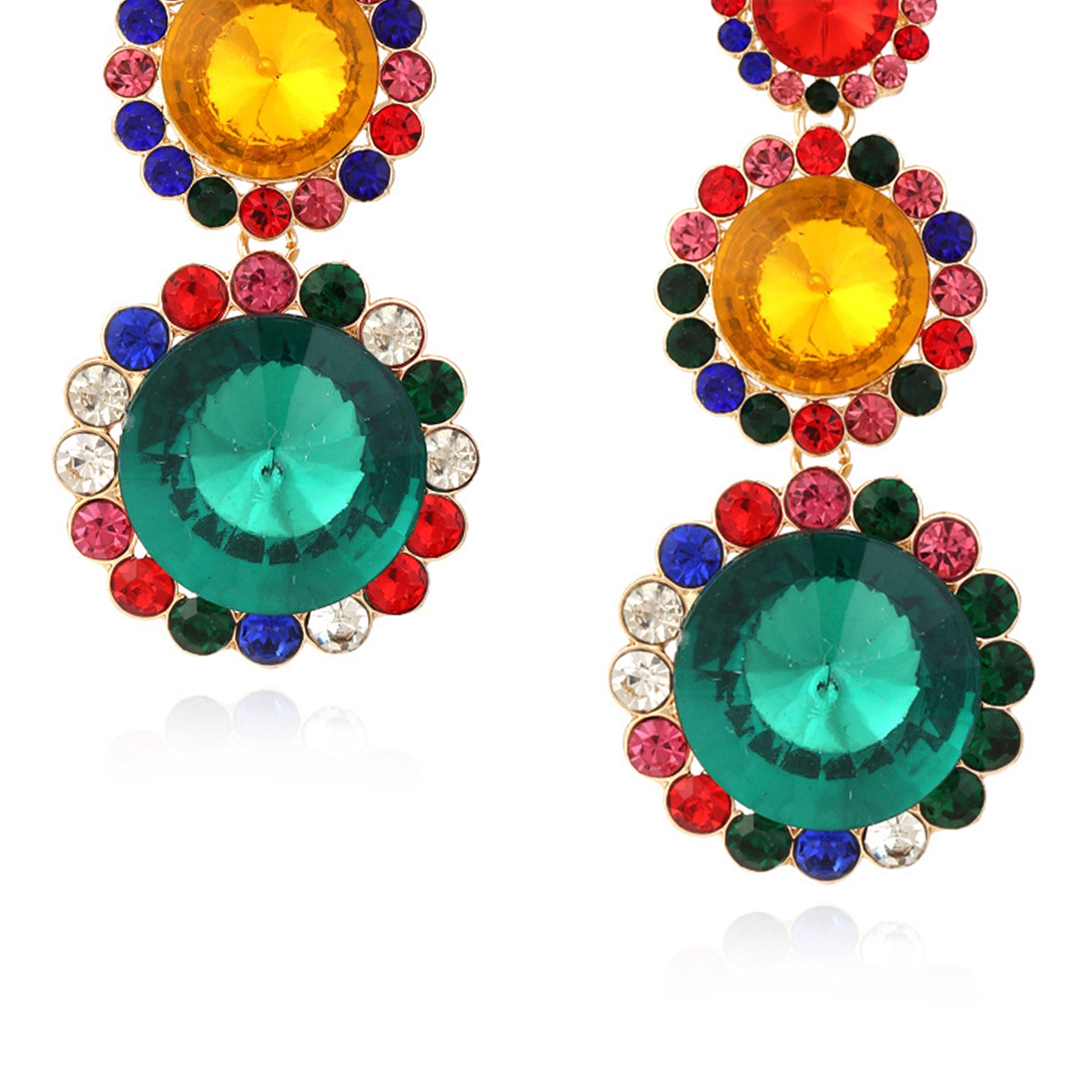 Pendientes de cadena circular con diamantes de imitación E6756