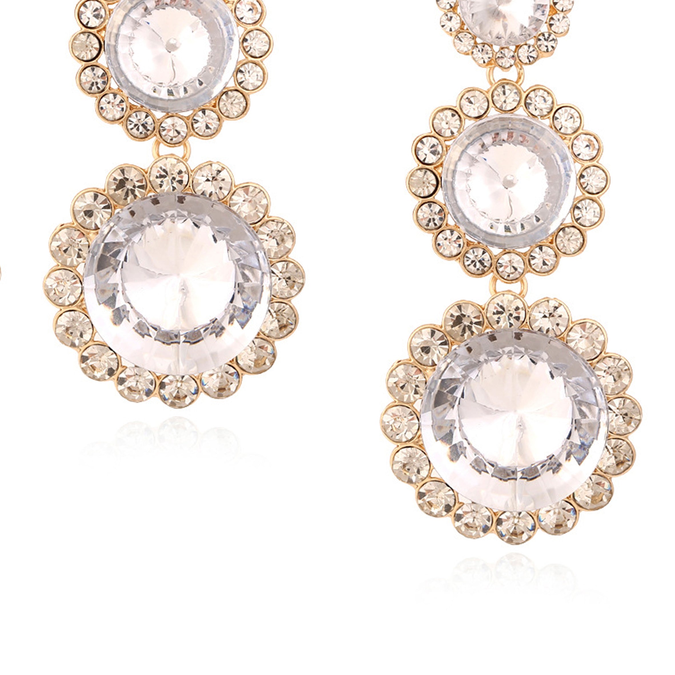 Pendientes de cadena circular con diamantes de imitación E6756