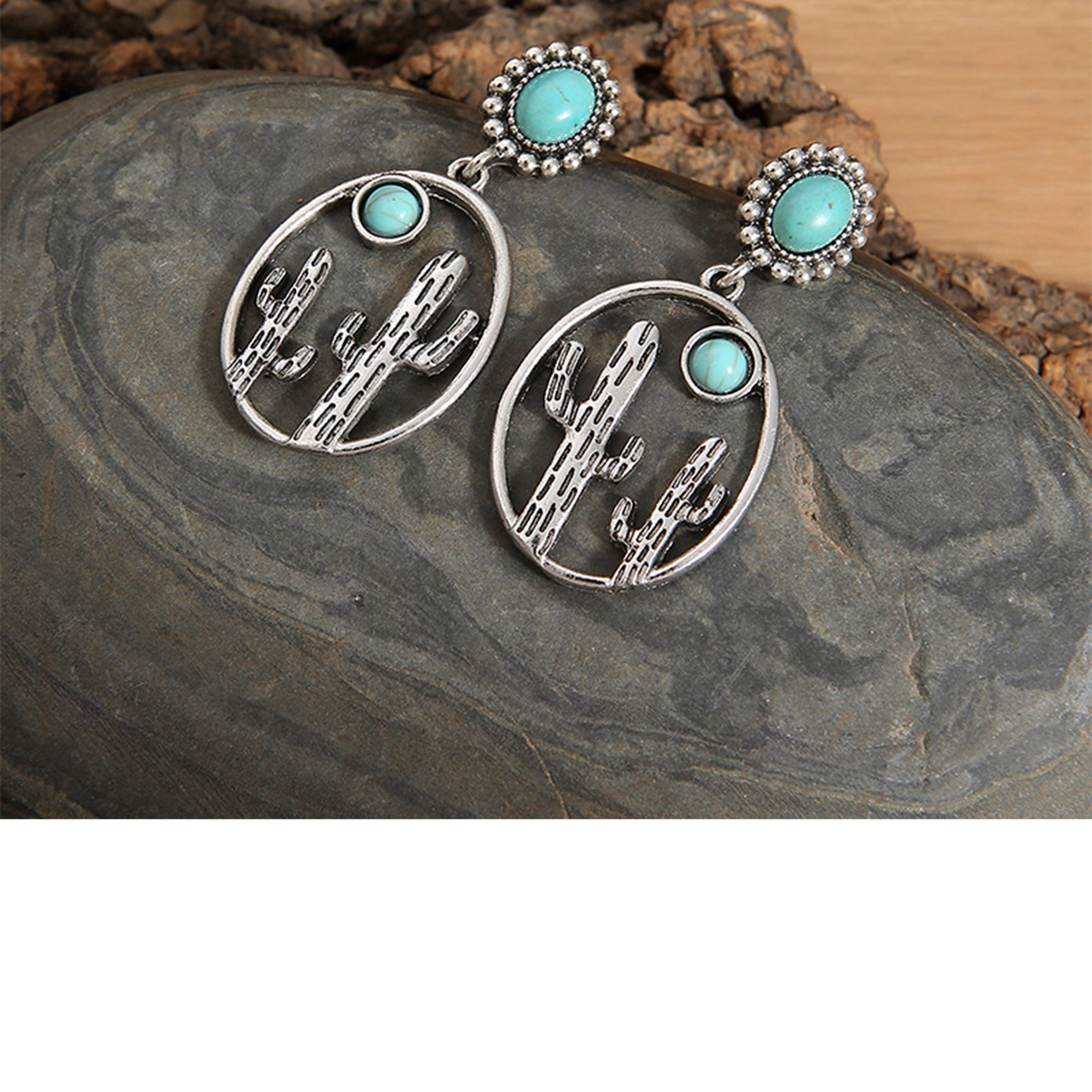 Pendientes de aleación con forma de cactus hueco ovalado E6792