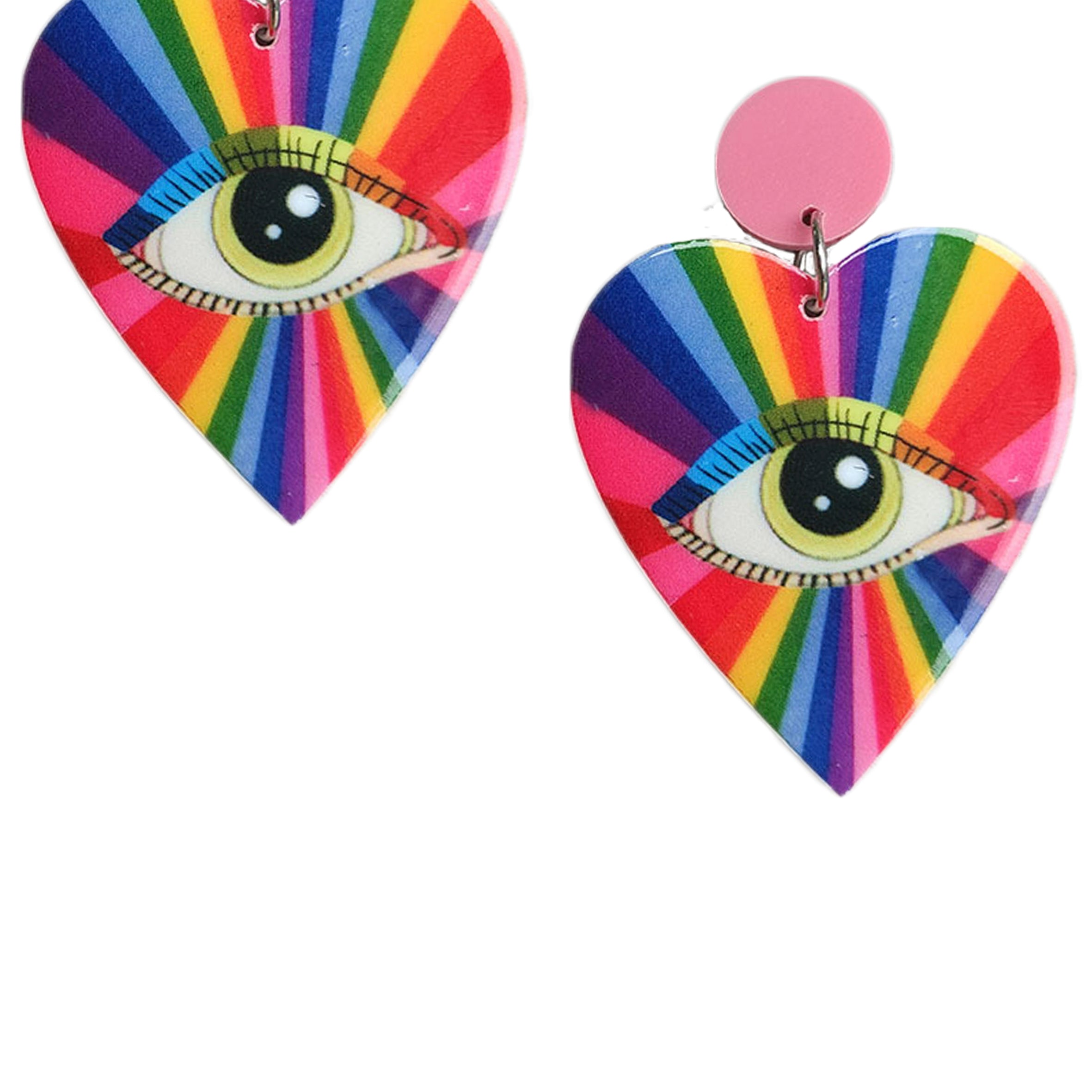 Evil Eye Heart Acrylic Earrings E6852