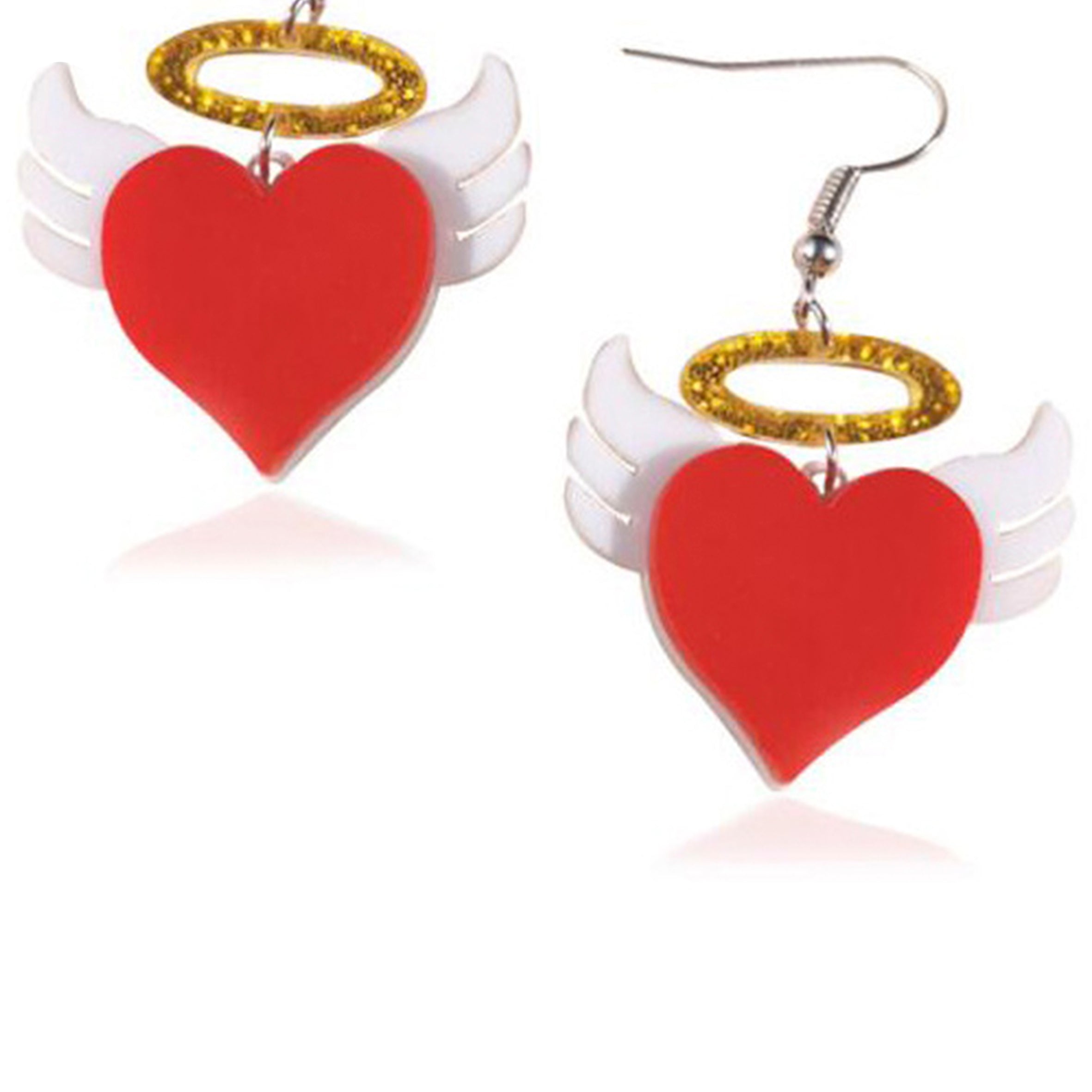 Pendientes acrílicos con alas de corazón E6890